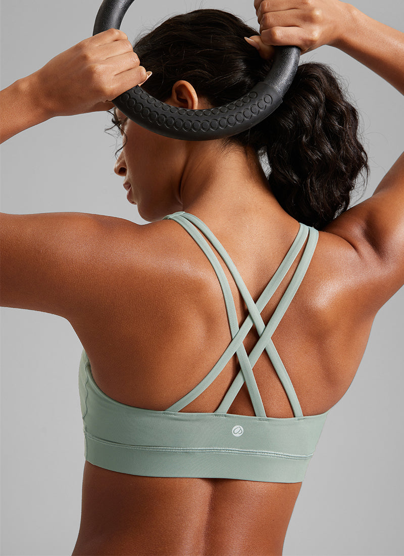 Nakedfeel חזיית ספורט תומכת Cross Back - Green Palm