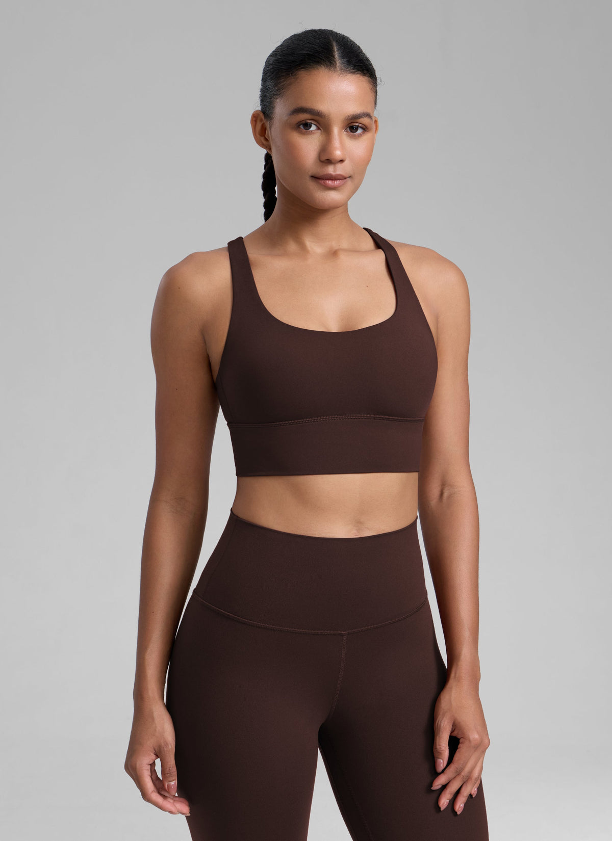 NakedFeel חזיית קרופ תומכת Strappy Criss Cross - Hot Fudge Brown