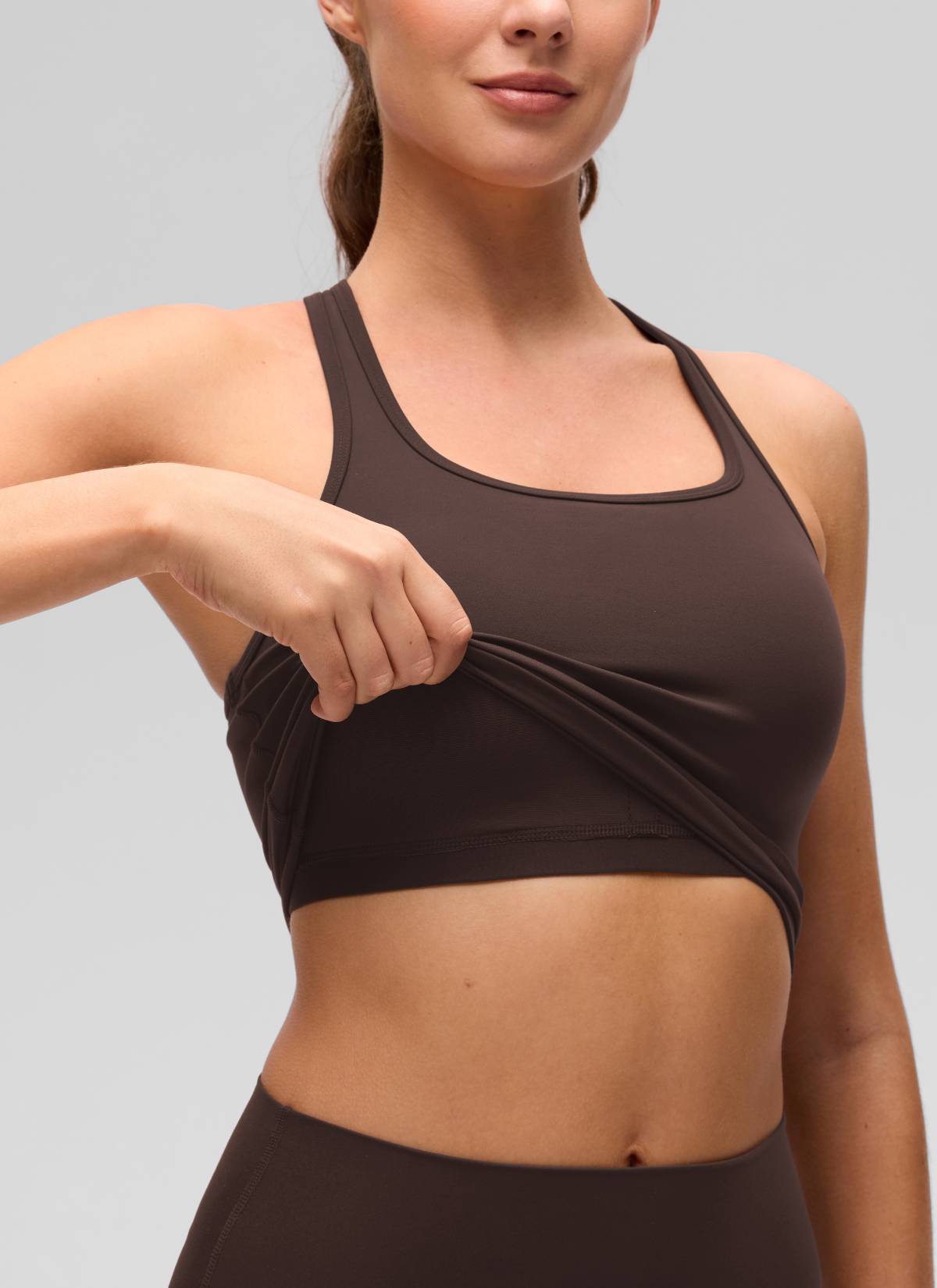 קרופ תומך Butterluxe Scoop Neck - Hot Fudge Brown