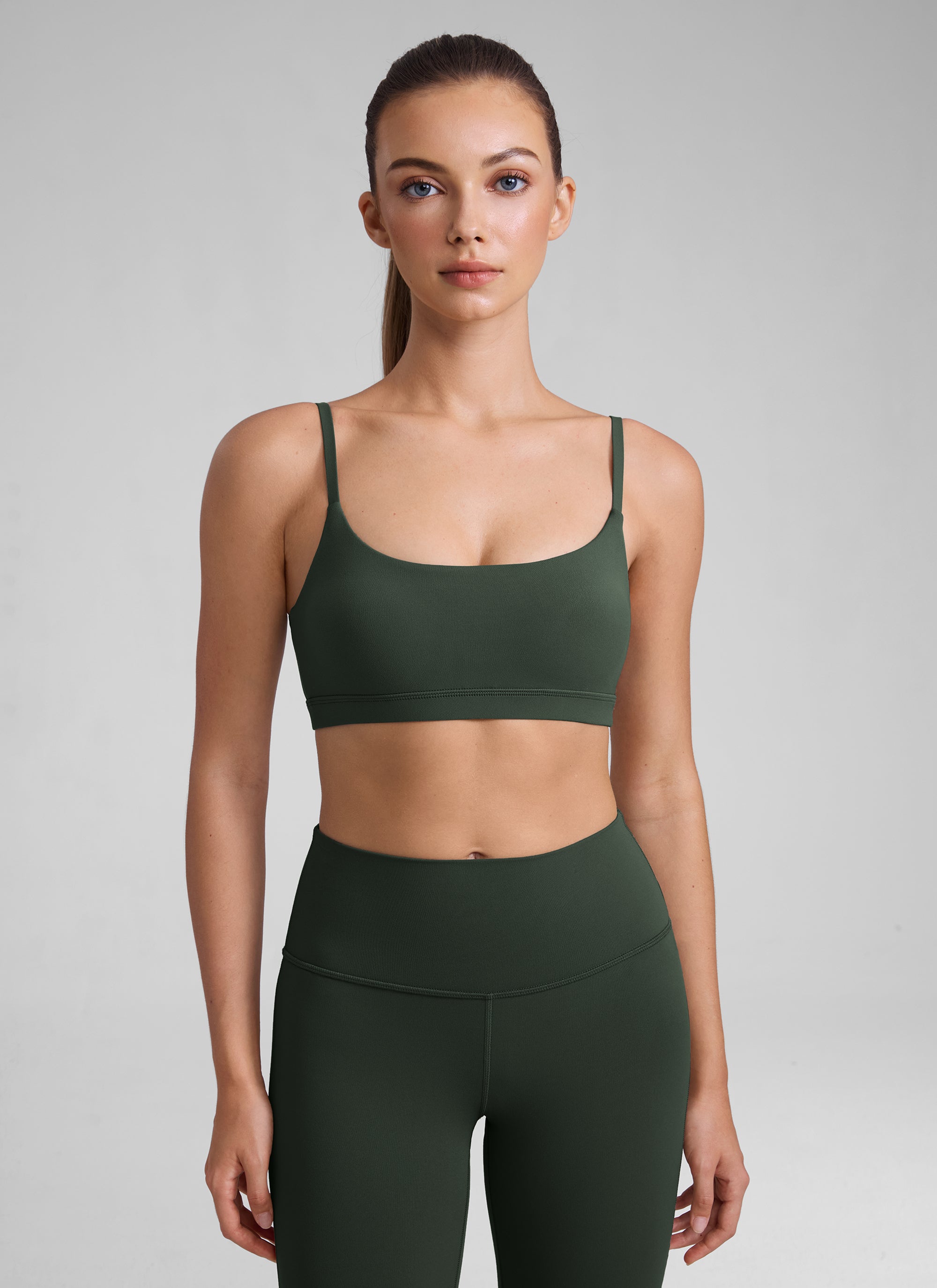 חזיית ספורט Butterluxe Spaghetti Strap עם רצועות מתכווננות - Legend Green