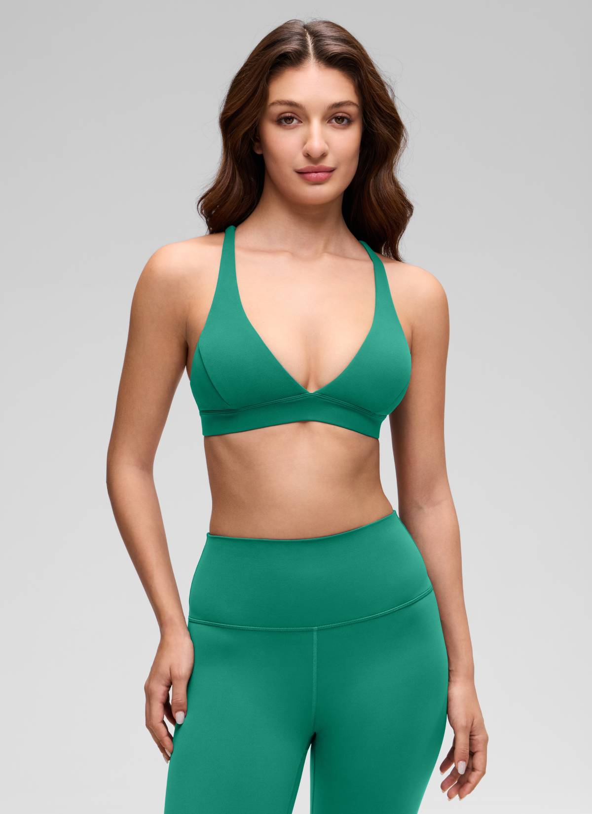 חזיית ספורט תומכת Butterluxe Deep V Neck - Cascadia Green