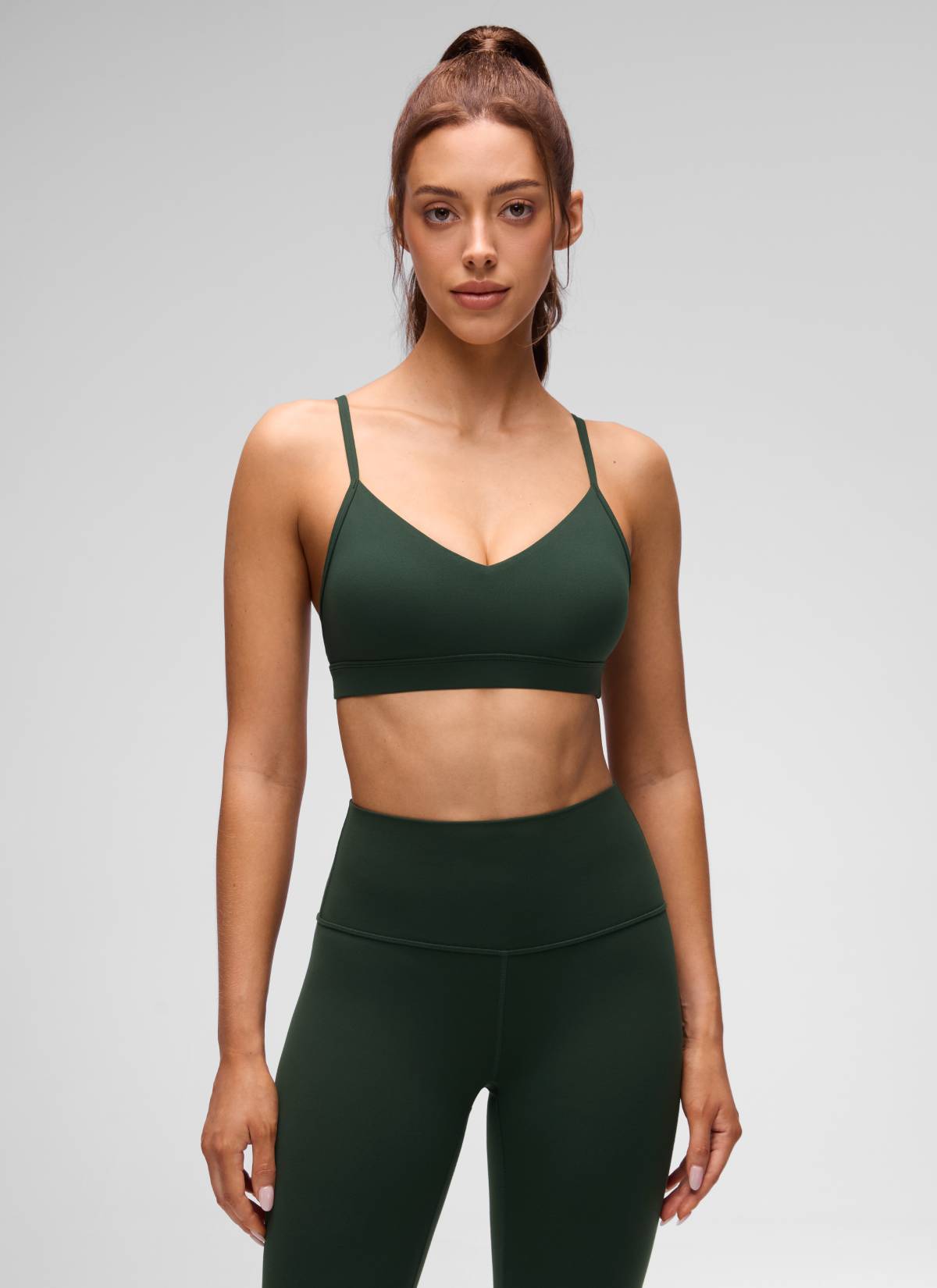 חזיית ספורט Butterluxe V Neck עם רצועות מתכווננות - Legend Green
