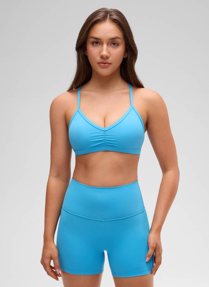 חזיית ספורט Butterluxe Sports Ruched V Neck - Kayak Blue