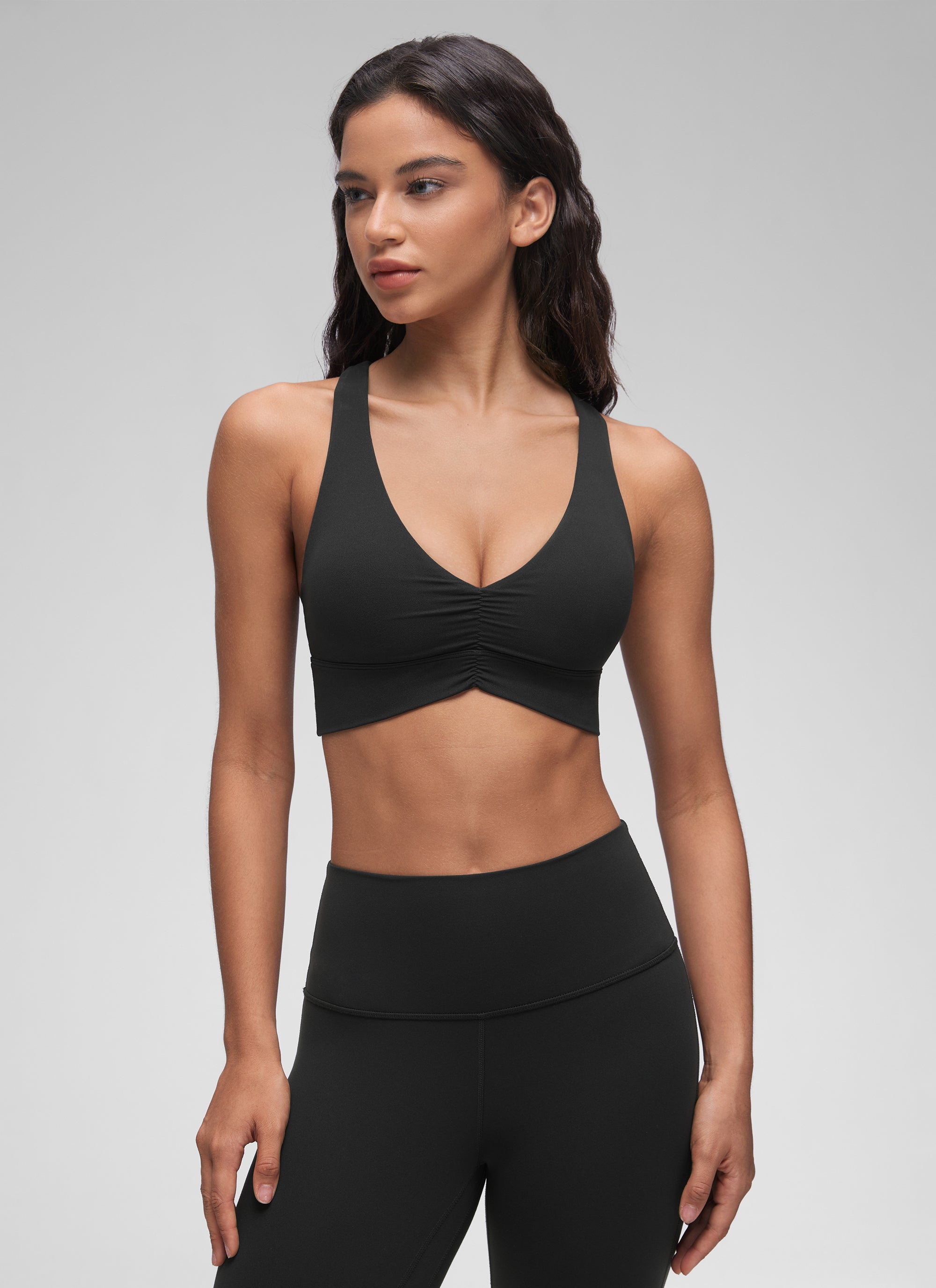קרופ Butterluxe V Neck Ruched - שחור
