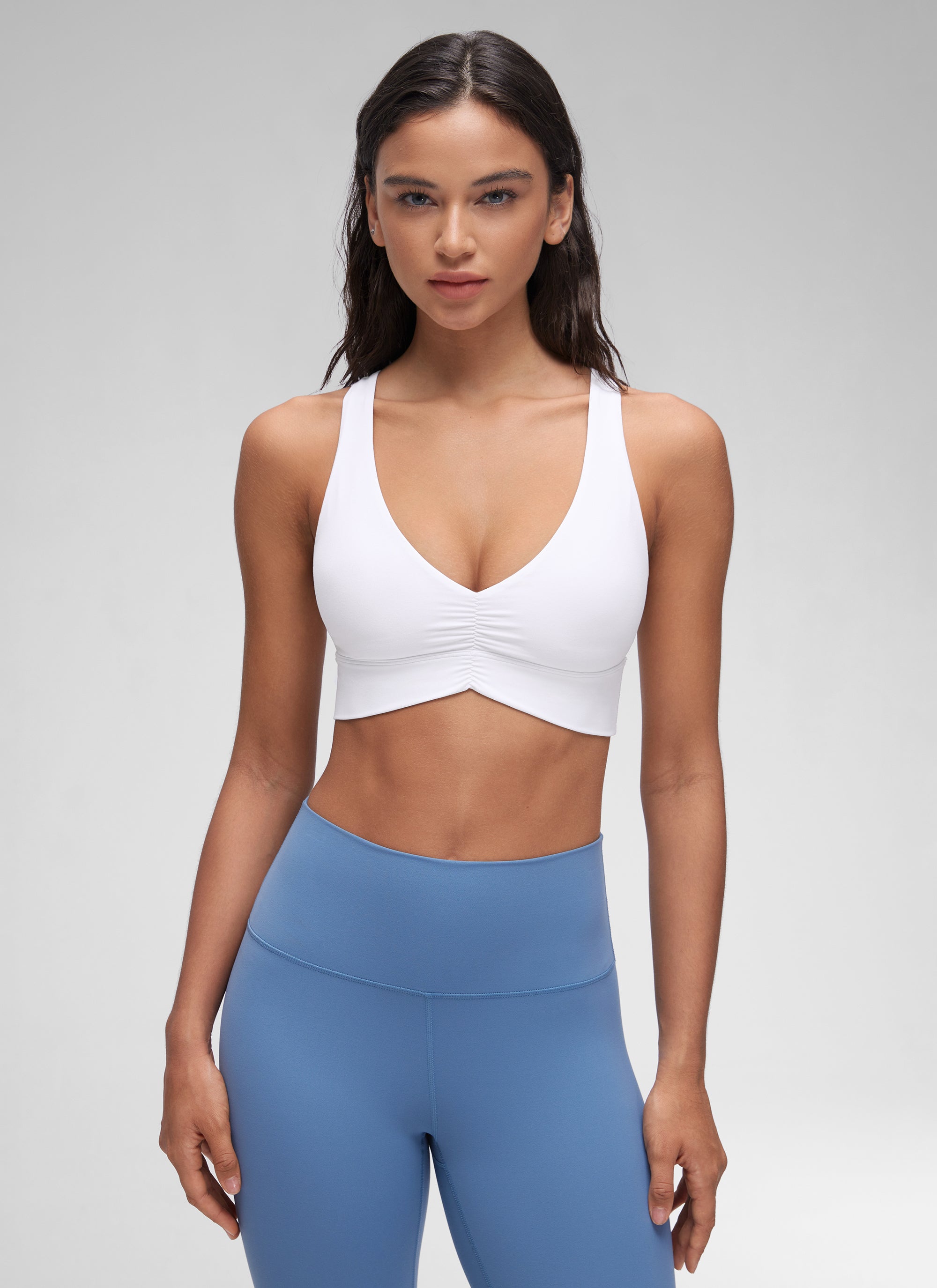 קרופ Butterluxe V Neck Ruched - לבן