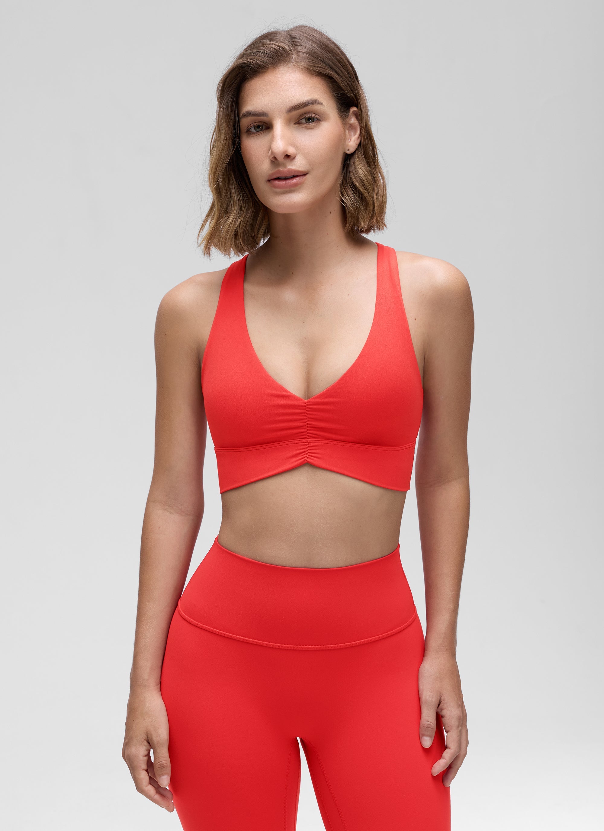 קרופ Butterluxe V Neck Ruched - Deep Red