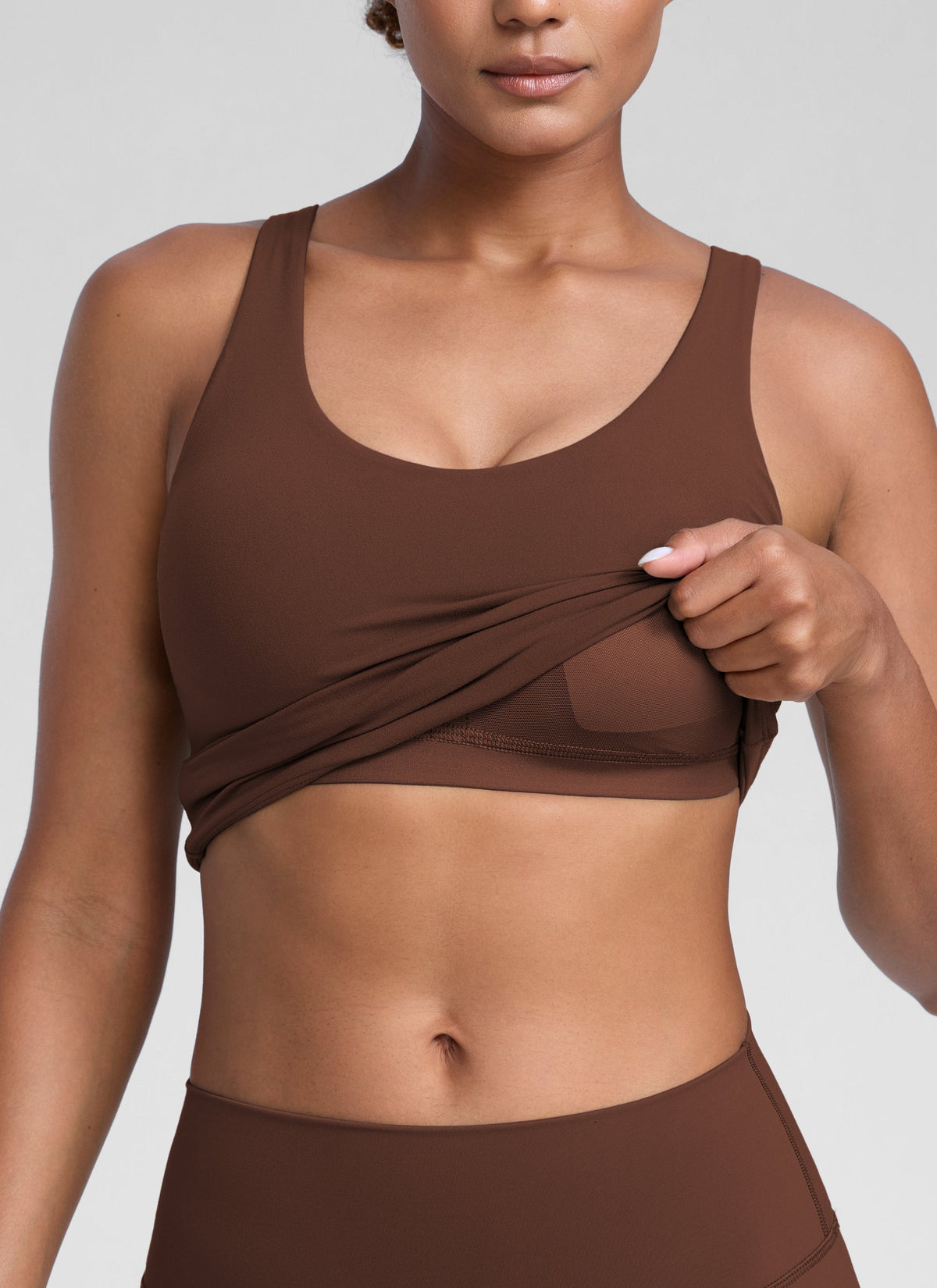 גופייה עם חזייה פנימית Butterlift U Neck Racerback - Coffee Brown