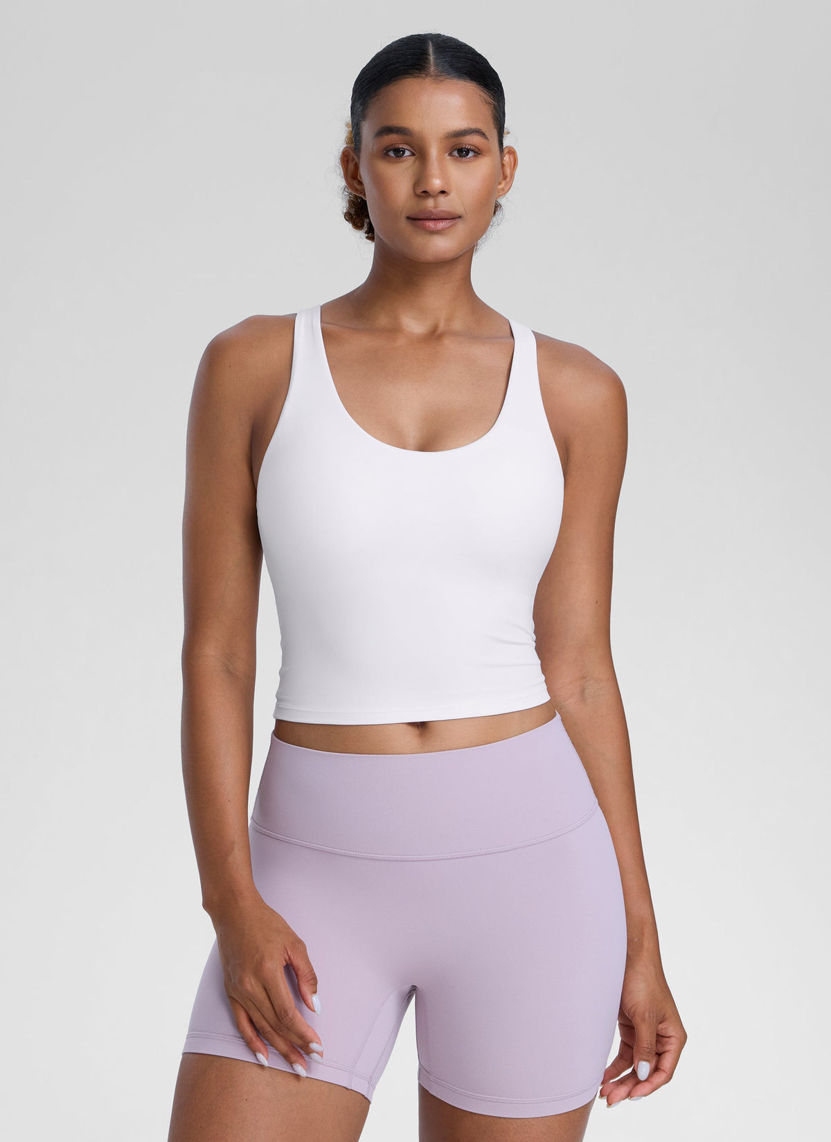 גופייה עם חזייה פנימית Butterlift U Neck Racerback - לבן