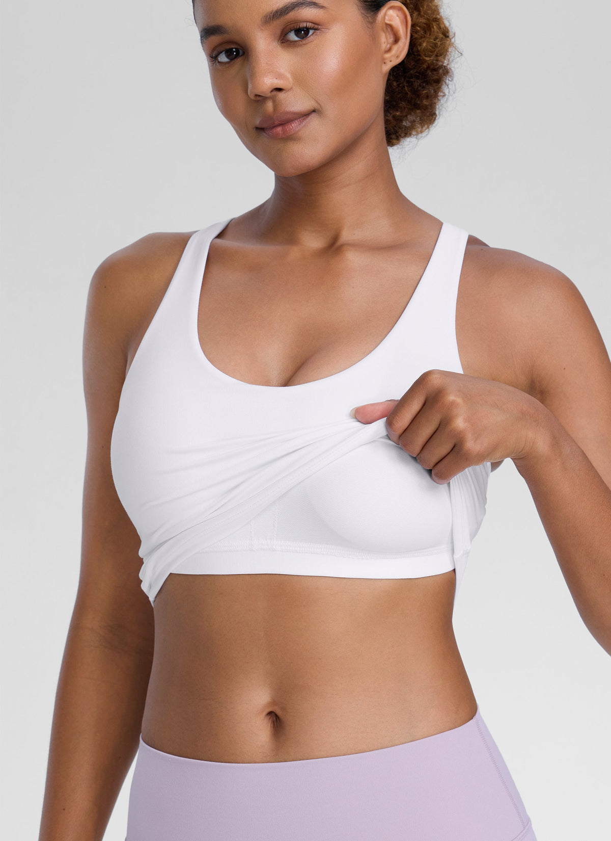 גופייה עם חזייה פנימית Butterlift U Neck Racerback - לבן