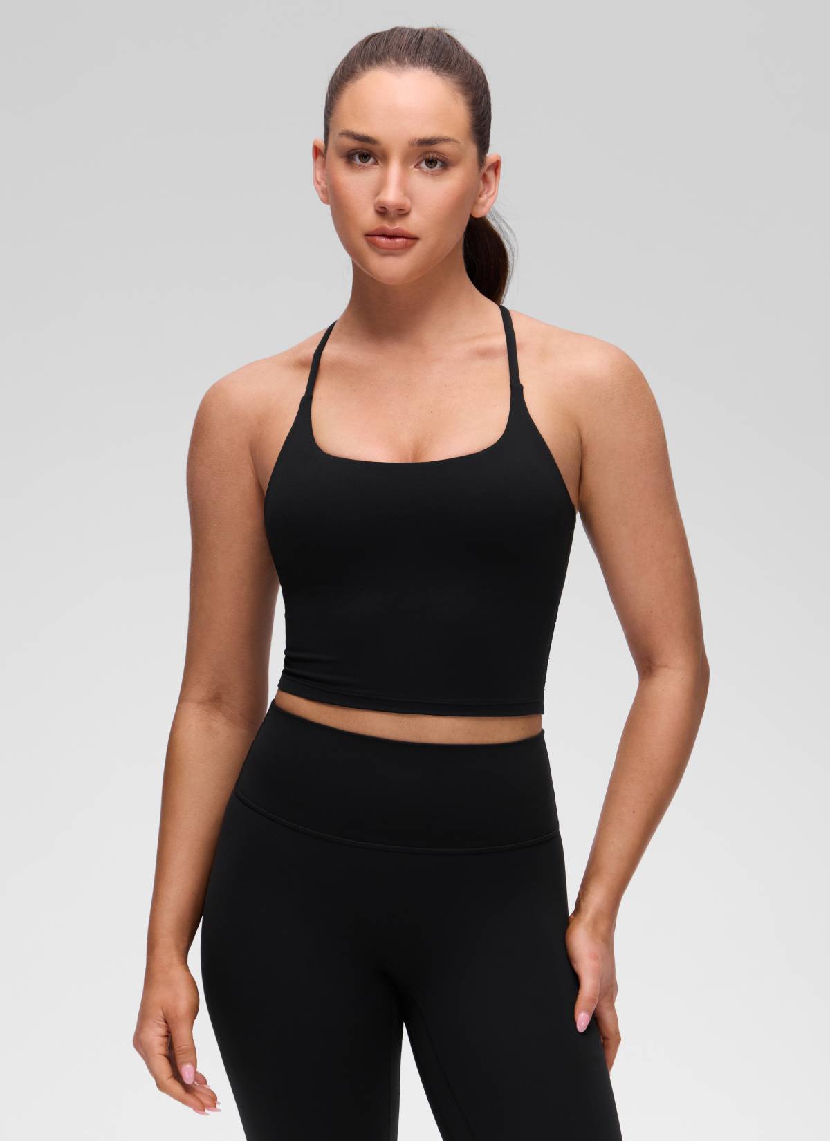 גופייה עם חזייה פנימית Butterluxe Twist Cross Back - שחור