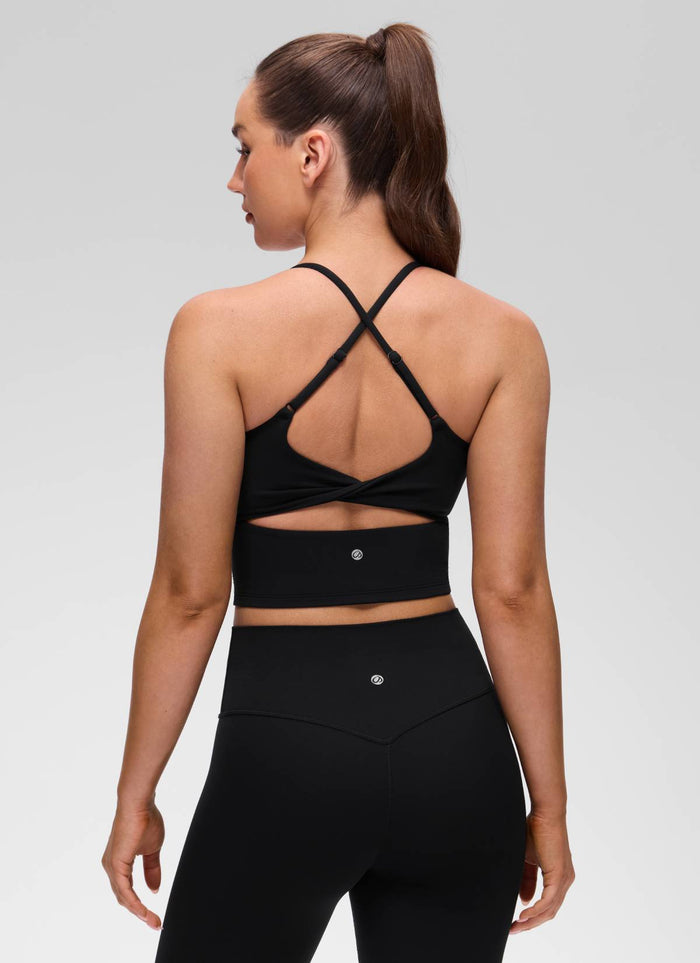 גופייה עם חזייה פנימית Butterluxe Twist Cross Back - שחור