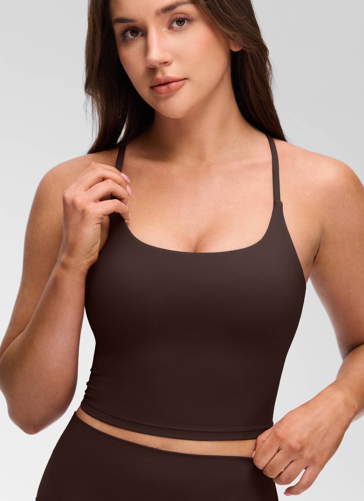 גופייה עם חזייה פנימית Butterluxe Twist Cross Back - Hot Fudge Brown