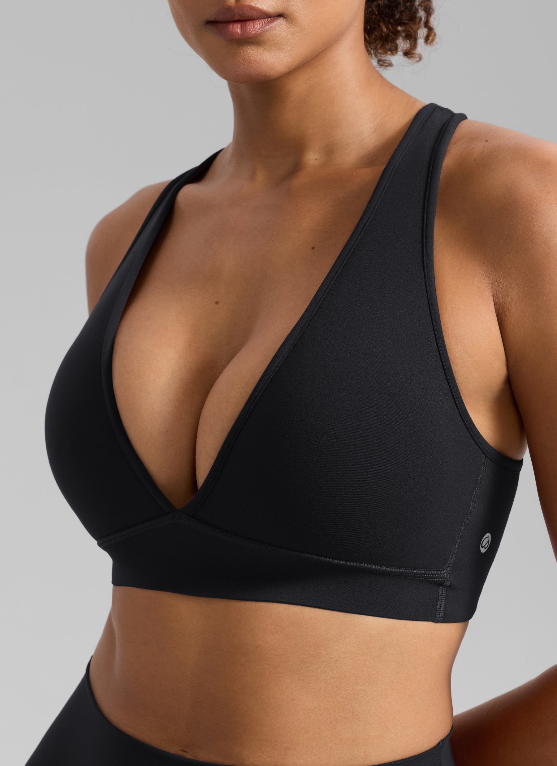 חזיית ספורט Butterlift Deep V Cross Back רצועות רחבות - שחור