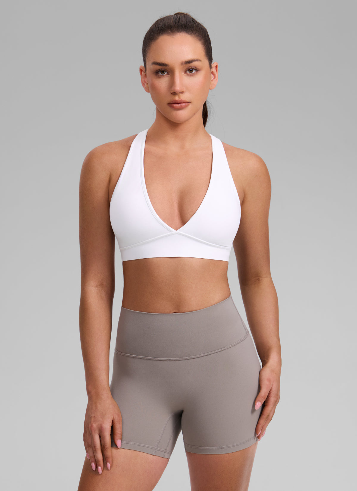 חזיית ספורט Butterlift Deep V Cross Back רצועות רחבות - לבן