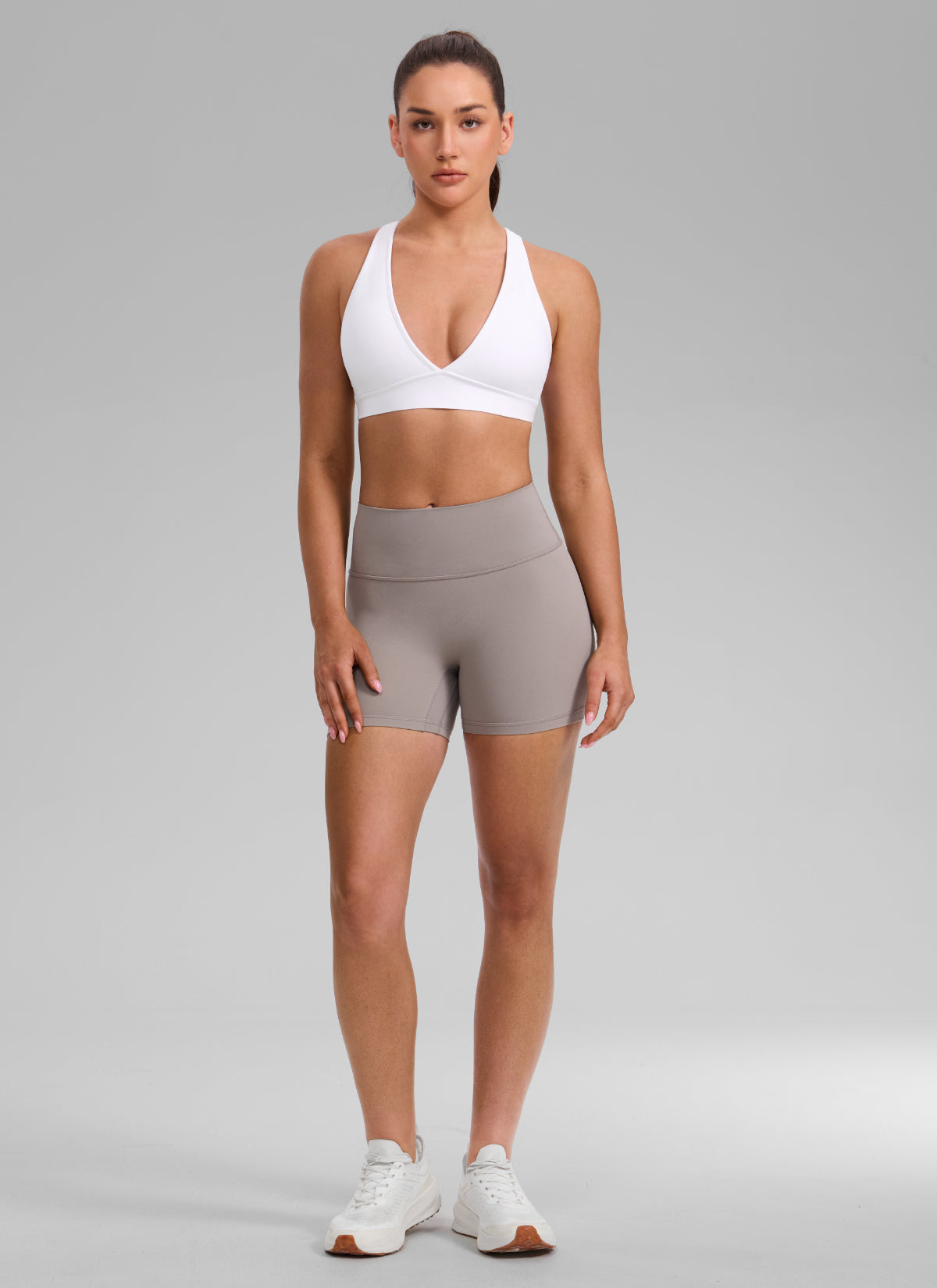 חזיית ספורט Butterlift Deep V Cross Back רצועות רחבות - לבן
