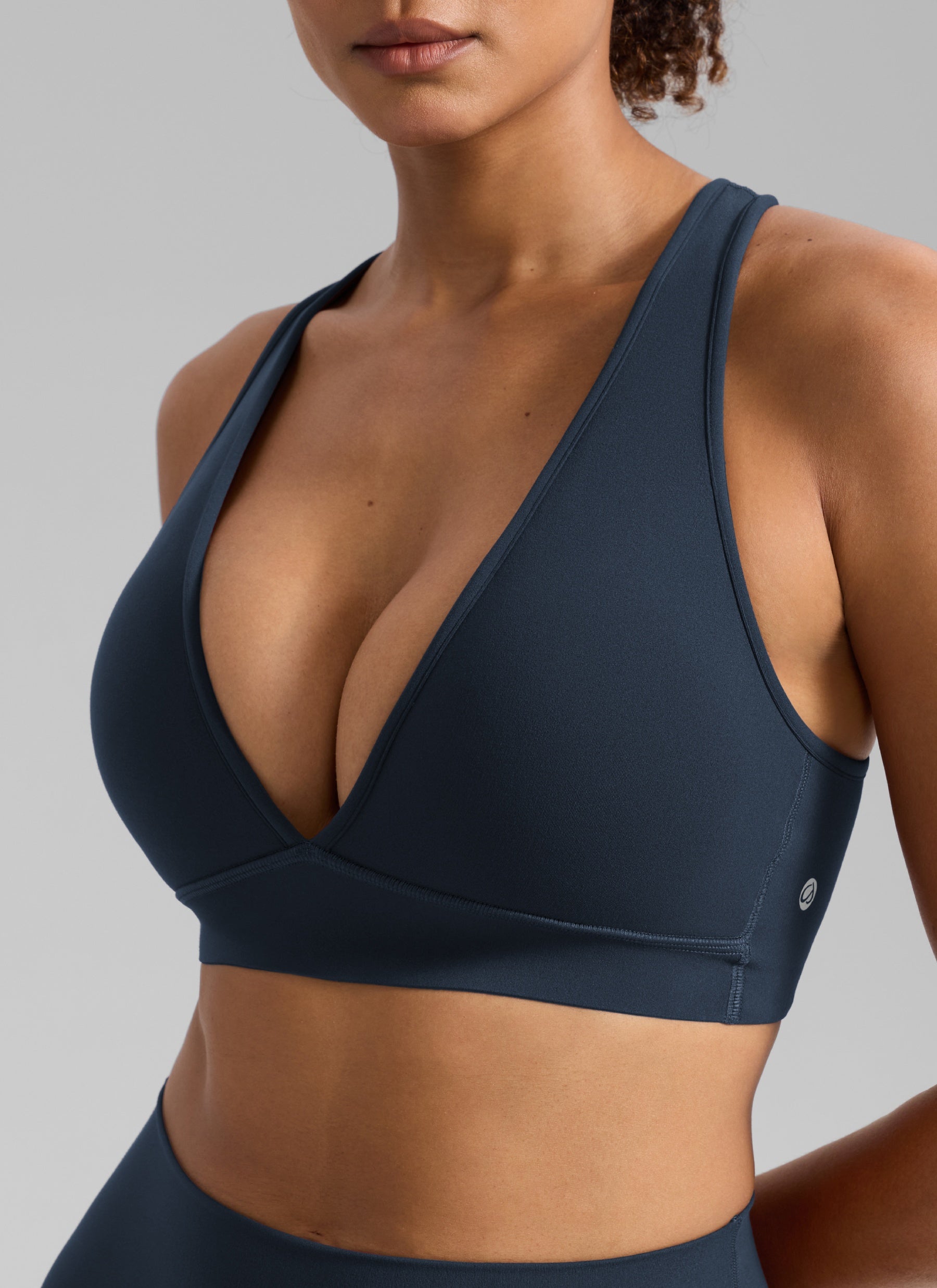 חזיית ספורט Butterlift Deep V Cross Back רצועות רחבות - כחול נייבי