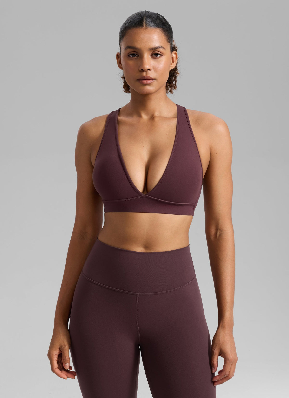 חזיית ספורט Butterlift Deep V Cross Back רצועות רחבות - Ripe Plum