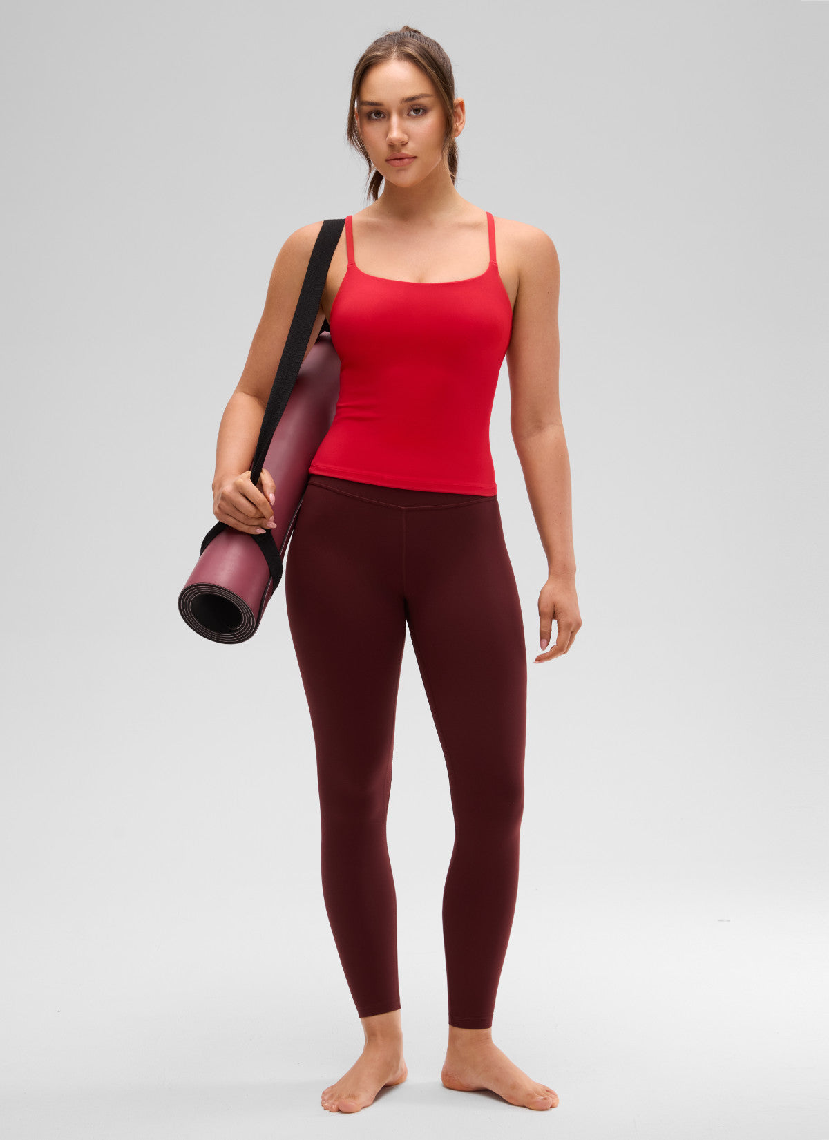 גופייה עם חזייה פנימית Softretch U Back אורך מותן - Aurora Red