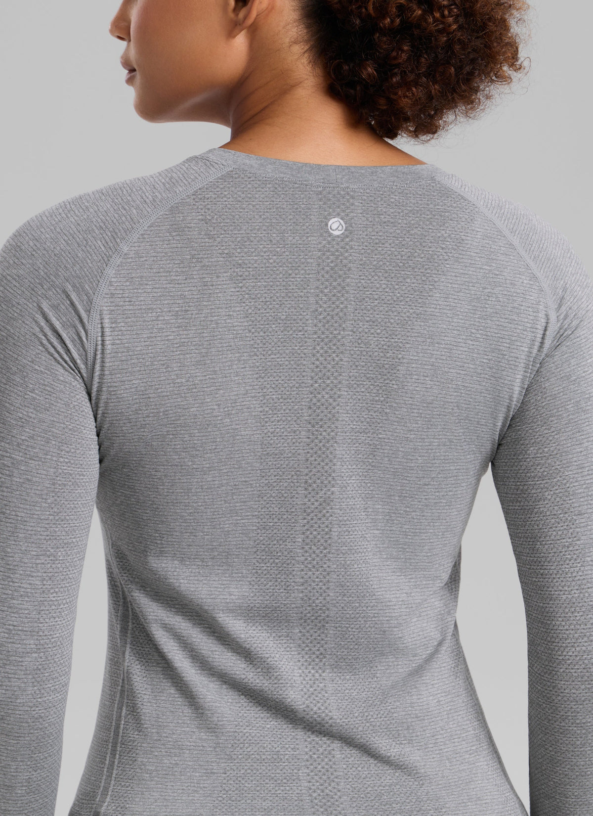 חולצת Seamless ארוכה צמודה עם שרוולי רגלן - Slate Grey Marl