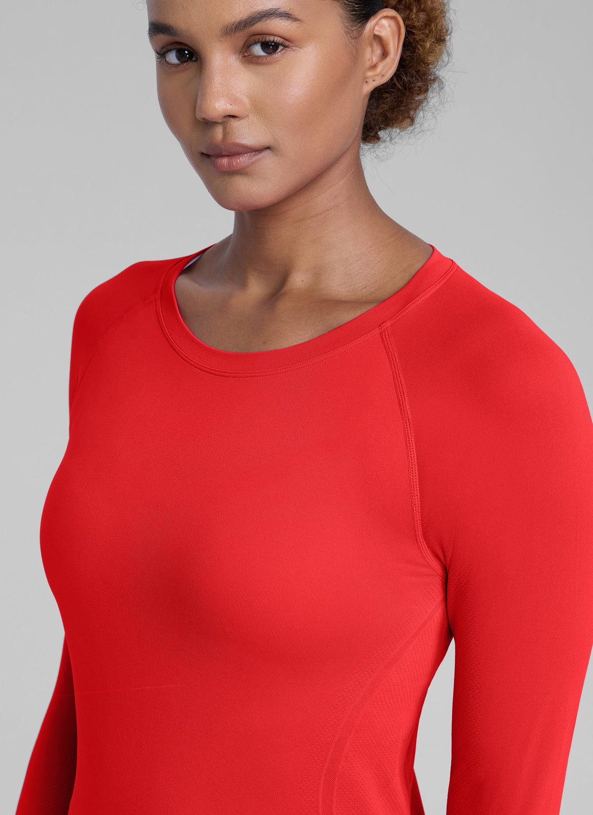 חולצת Seamless ארוכה צמודה באורך מותן - Deep Red