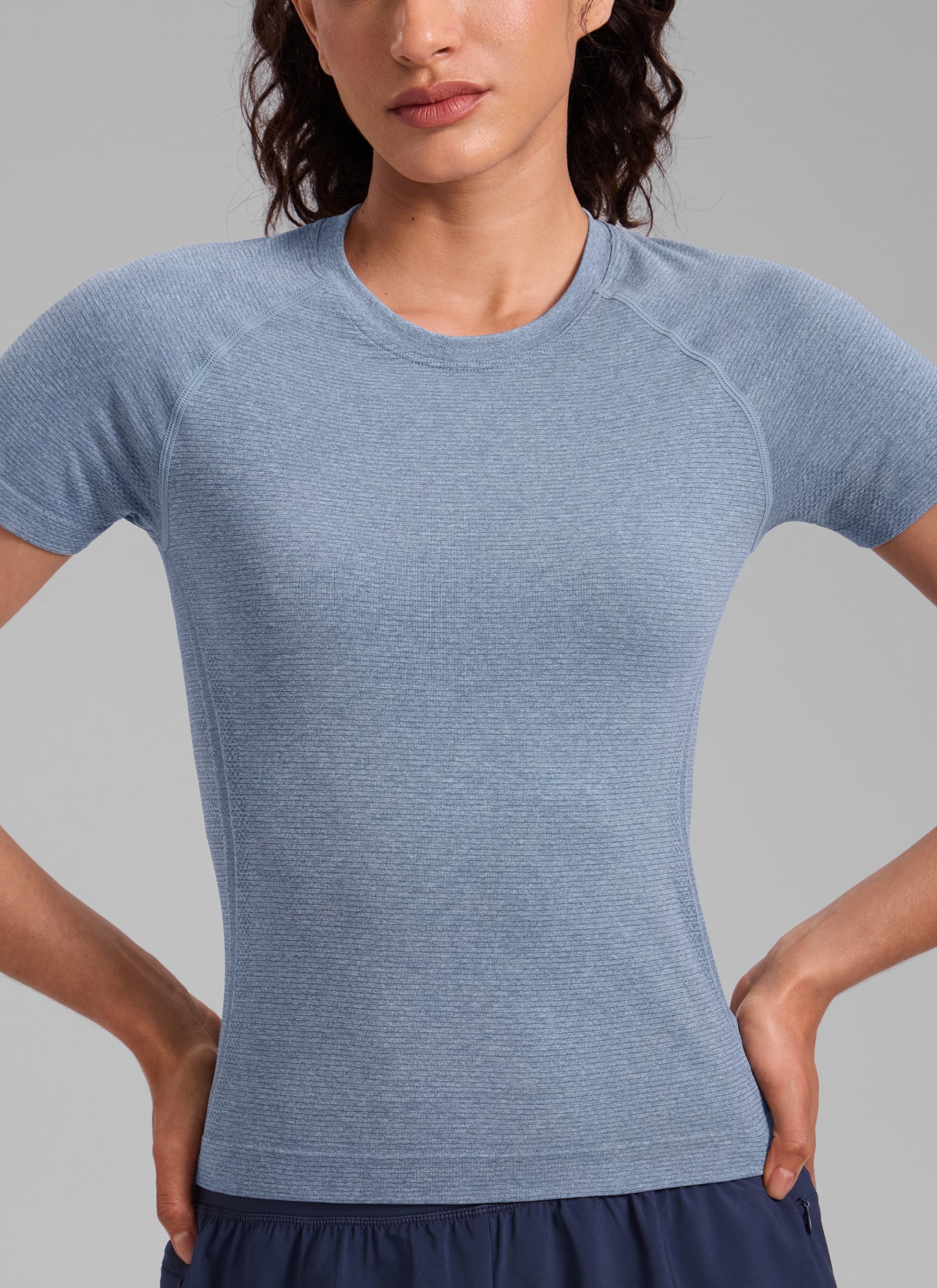 חולצה קצרה Seamless Crew Neck - Oasis Blue