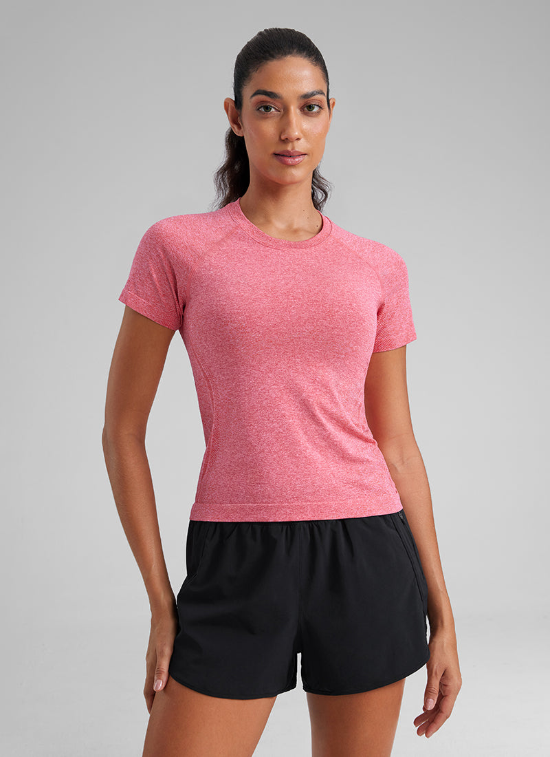 חולצה קצרה Seamless Crew Neck - Deep Red