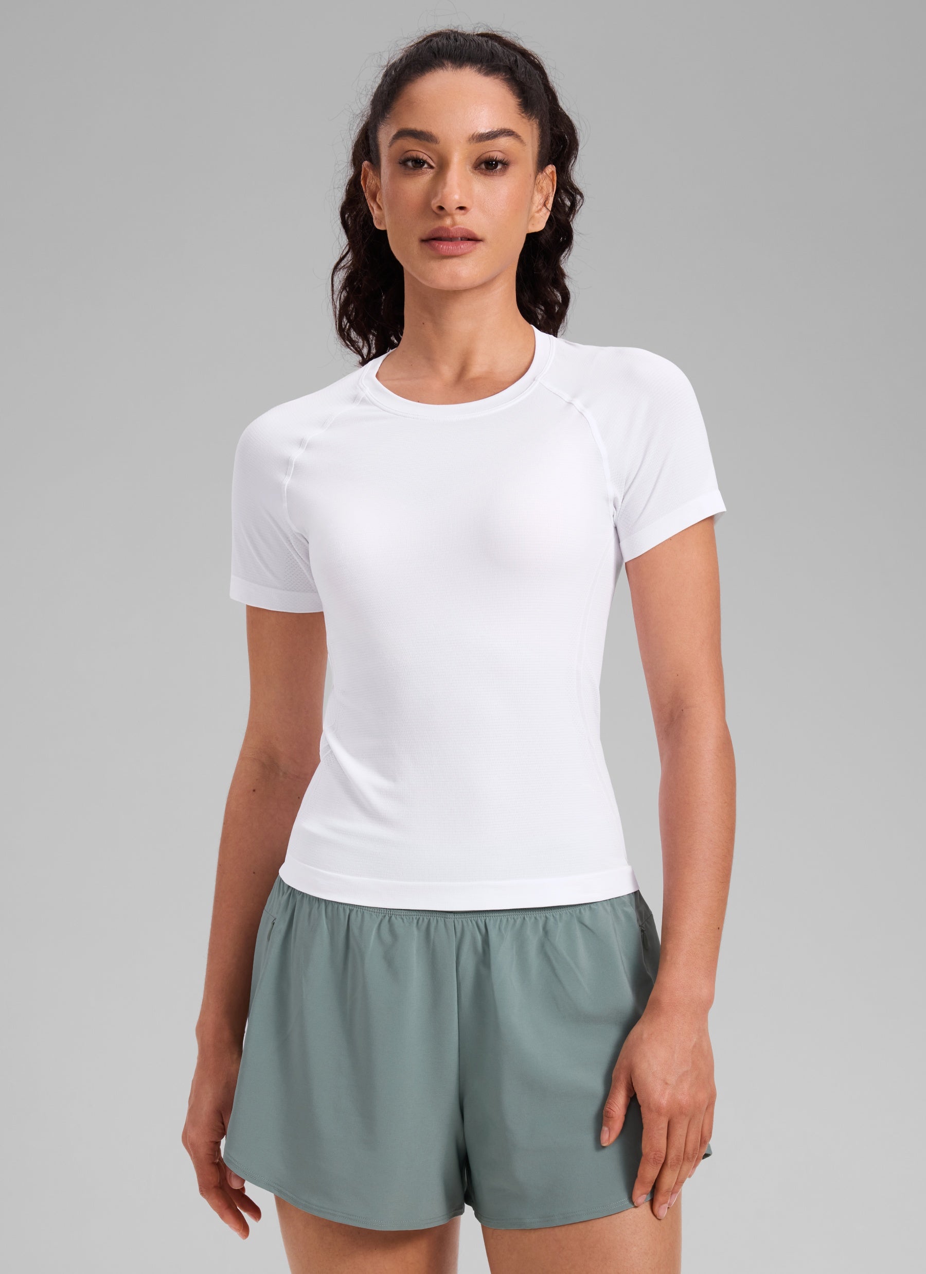 חולצה קצרה Seamless Crew Neck - לבן