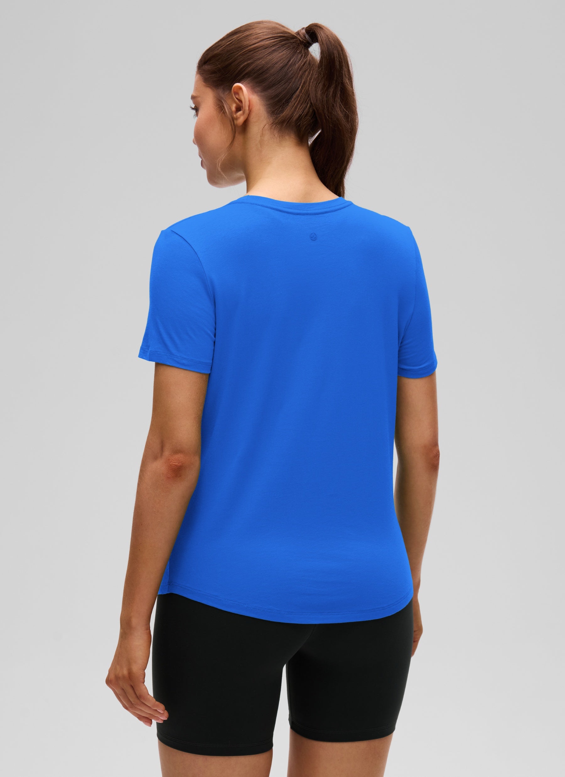 חולצה קצרה Pima Cotton Round Neck - Strong Blue