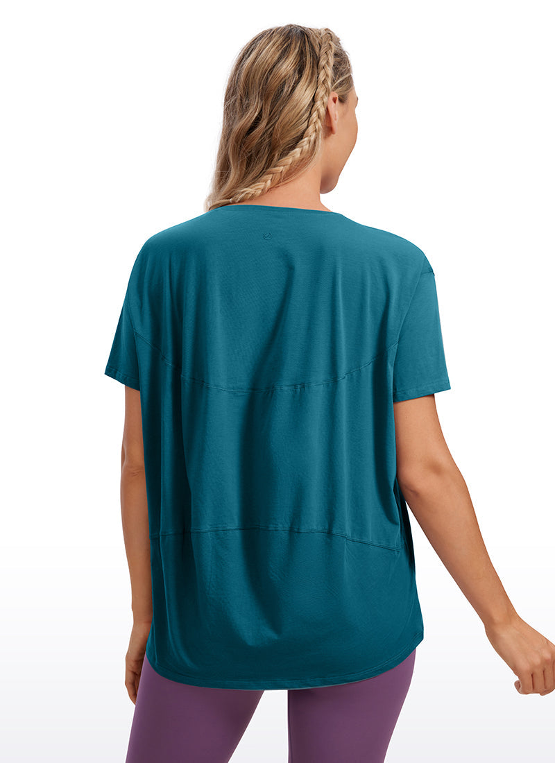 חולצה קצרה Pima Cotton פתח סירה - Green Jade