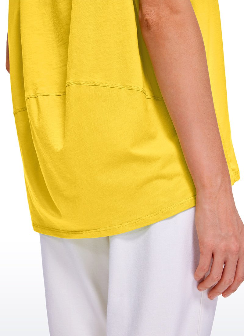 חולצה קצרה Pima Cotton פתח סירה - High Visibility Yellow