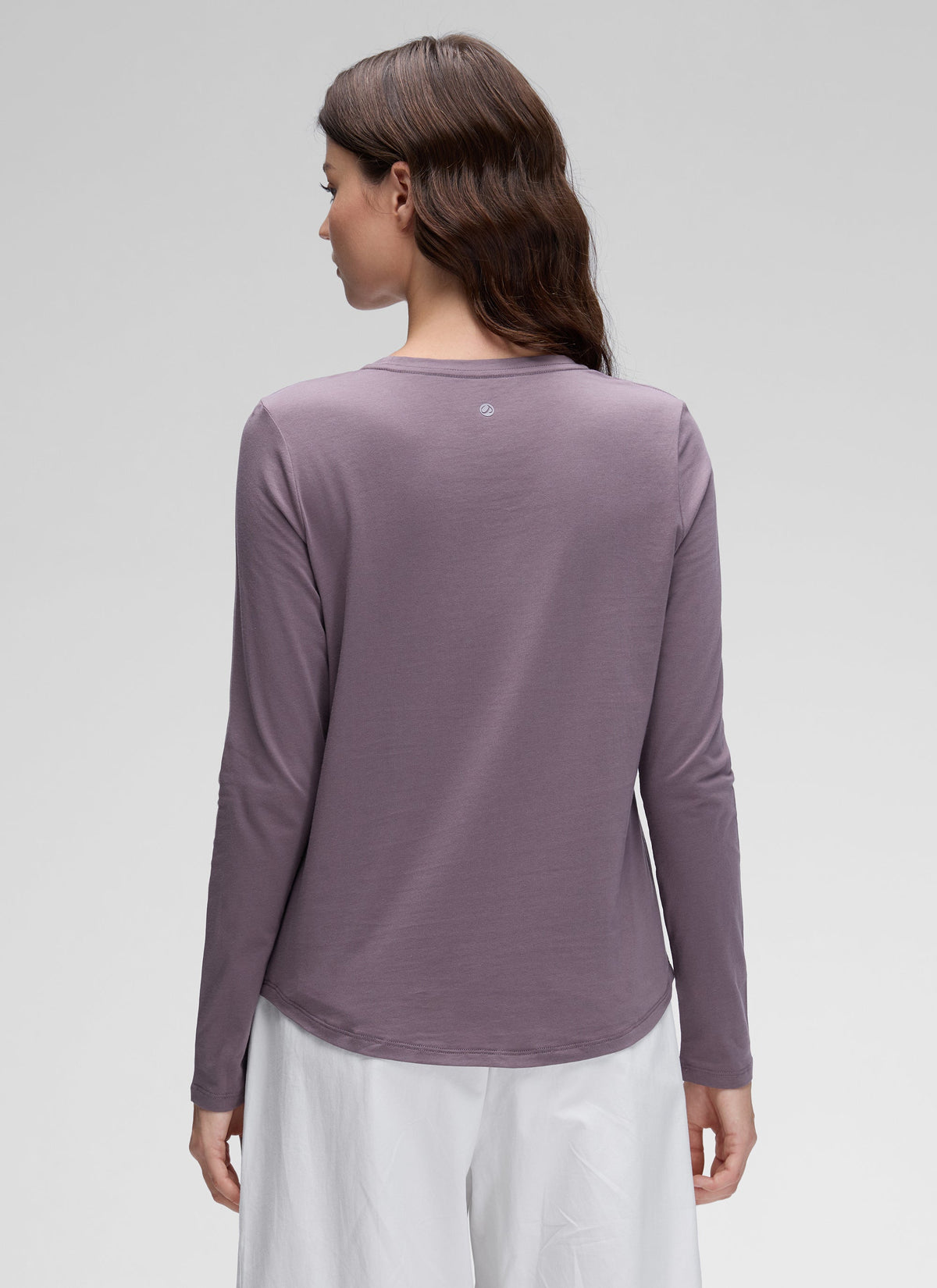 חולצת Pima Cotton ארוכה בגזרה קלאסית - Purple Gray