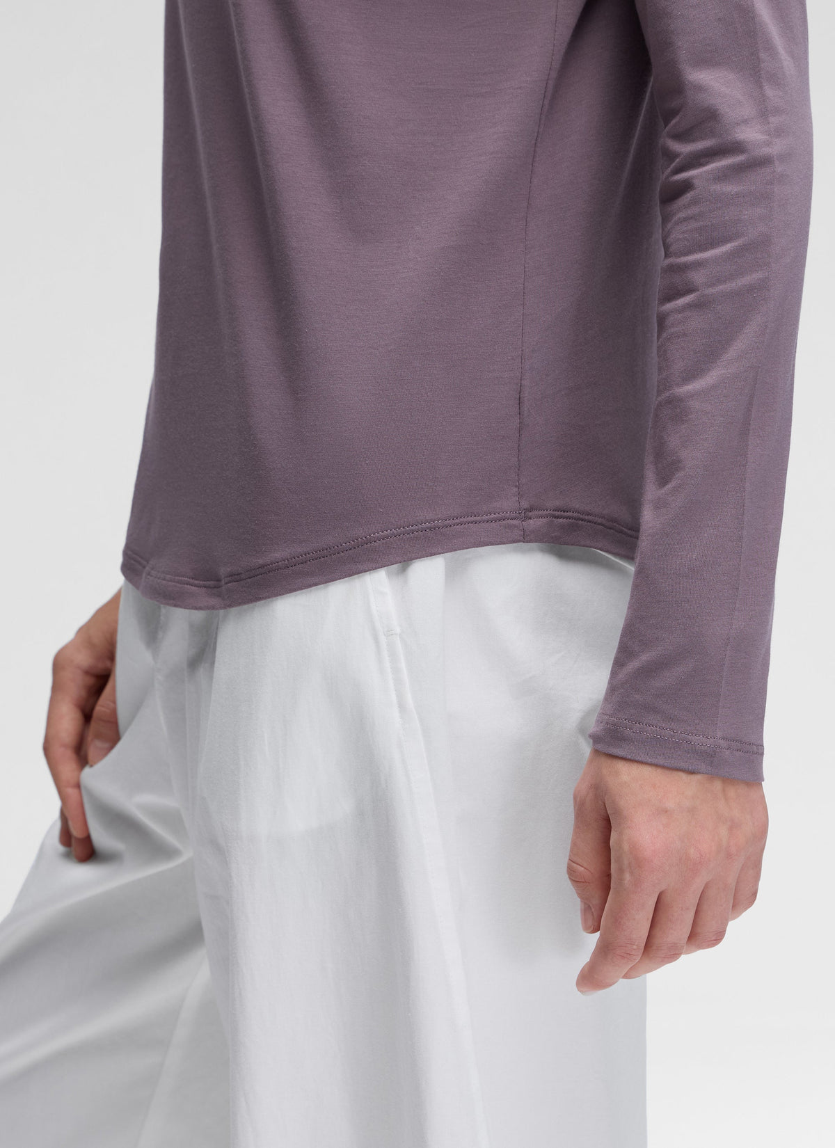 חולצת Pima Cotton ארוכה בגזרה קלאסית - Purple Gray