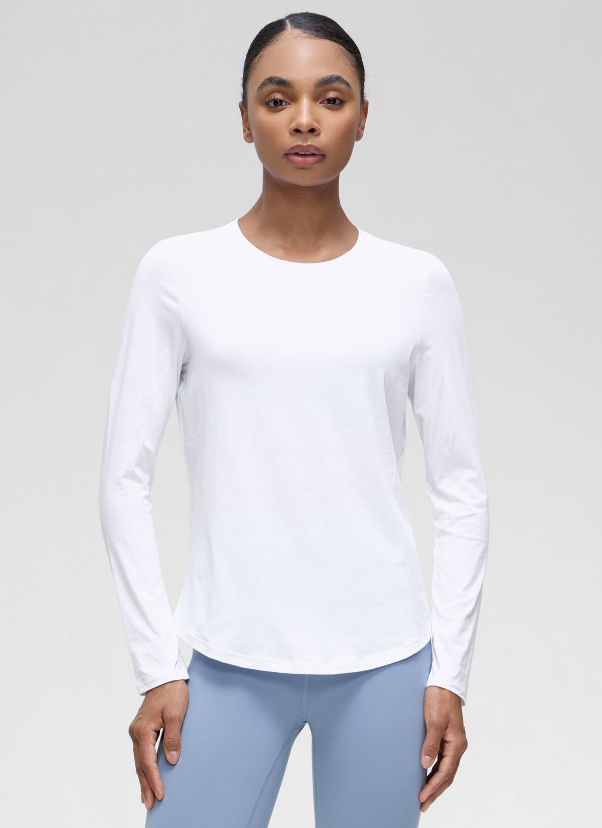 חולצת Pima Cotton ארוכה בגזרה קלאסית - לבן