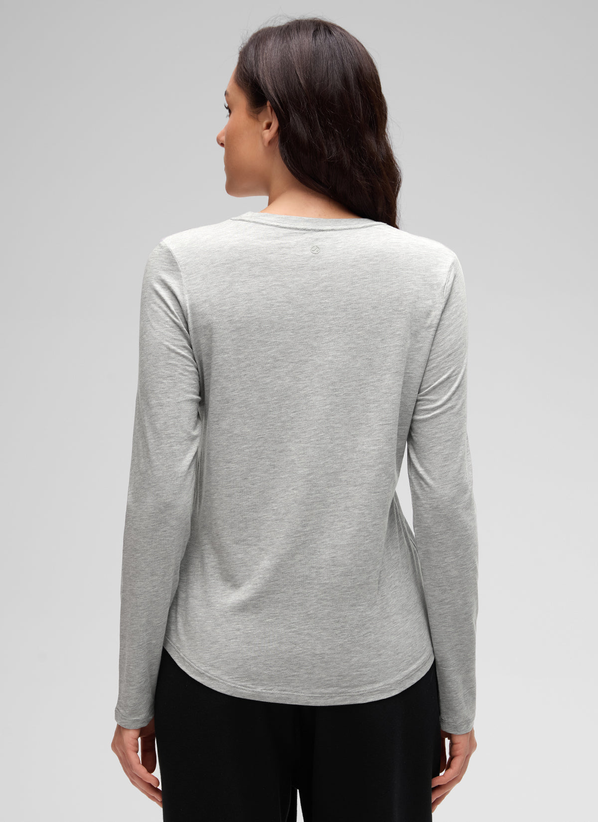 חולצת Pima Cotton ארוכה בגזרה קלאסית - Heathered Medium Grey