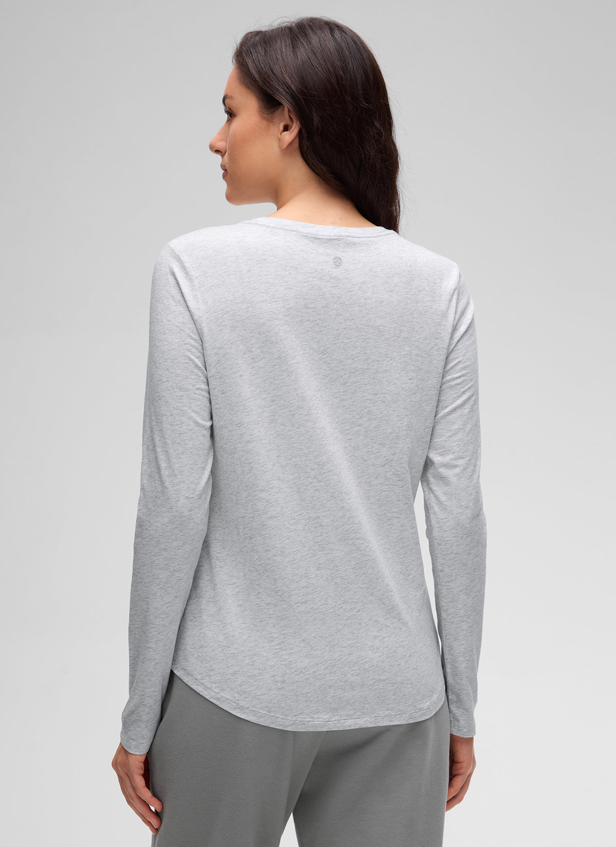 חולצת Pima Cotton ארוכה בגזרה קלאסית - Light Grey Heather