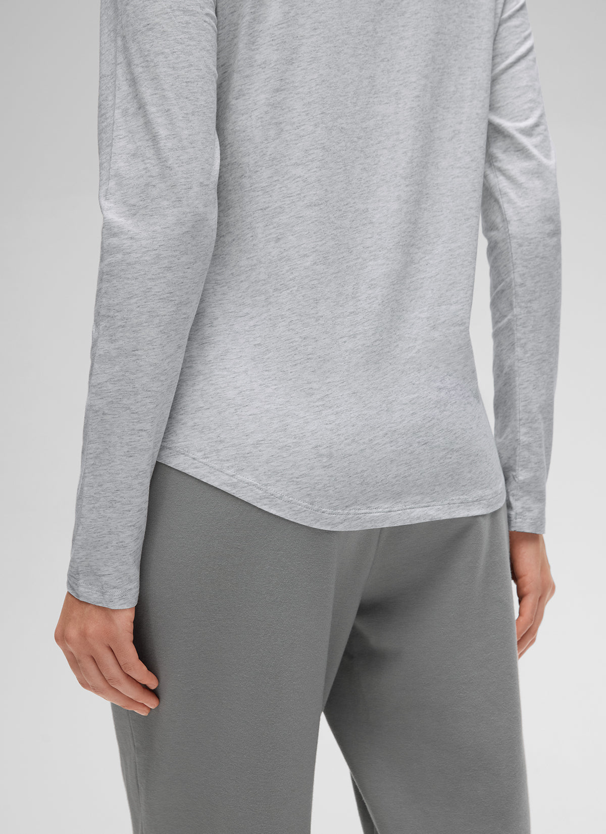 חולצת Pima Cotton ארוכה בגזרה קלאסית - Light Grey Heather
