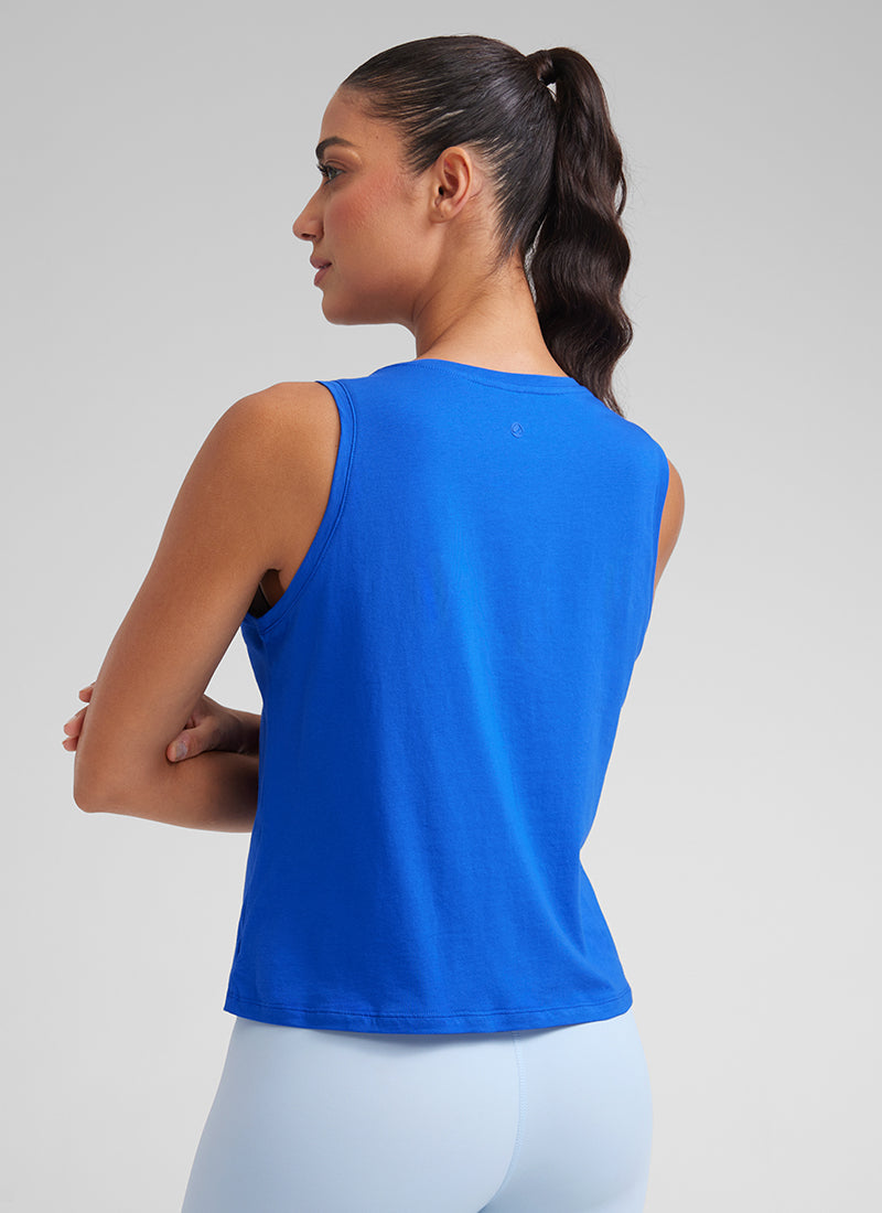 גופיית קרופ Pima Cotton Round Neck - Strong Blue