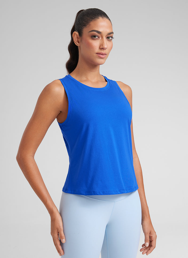 גופיית קרופ Pima Cotton Round Neck - Strong Blue