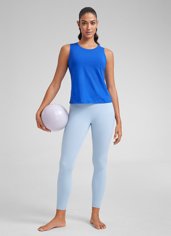 גופיית קרופ Pima Cotton Round Neck - Strong Blue
