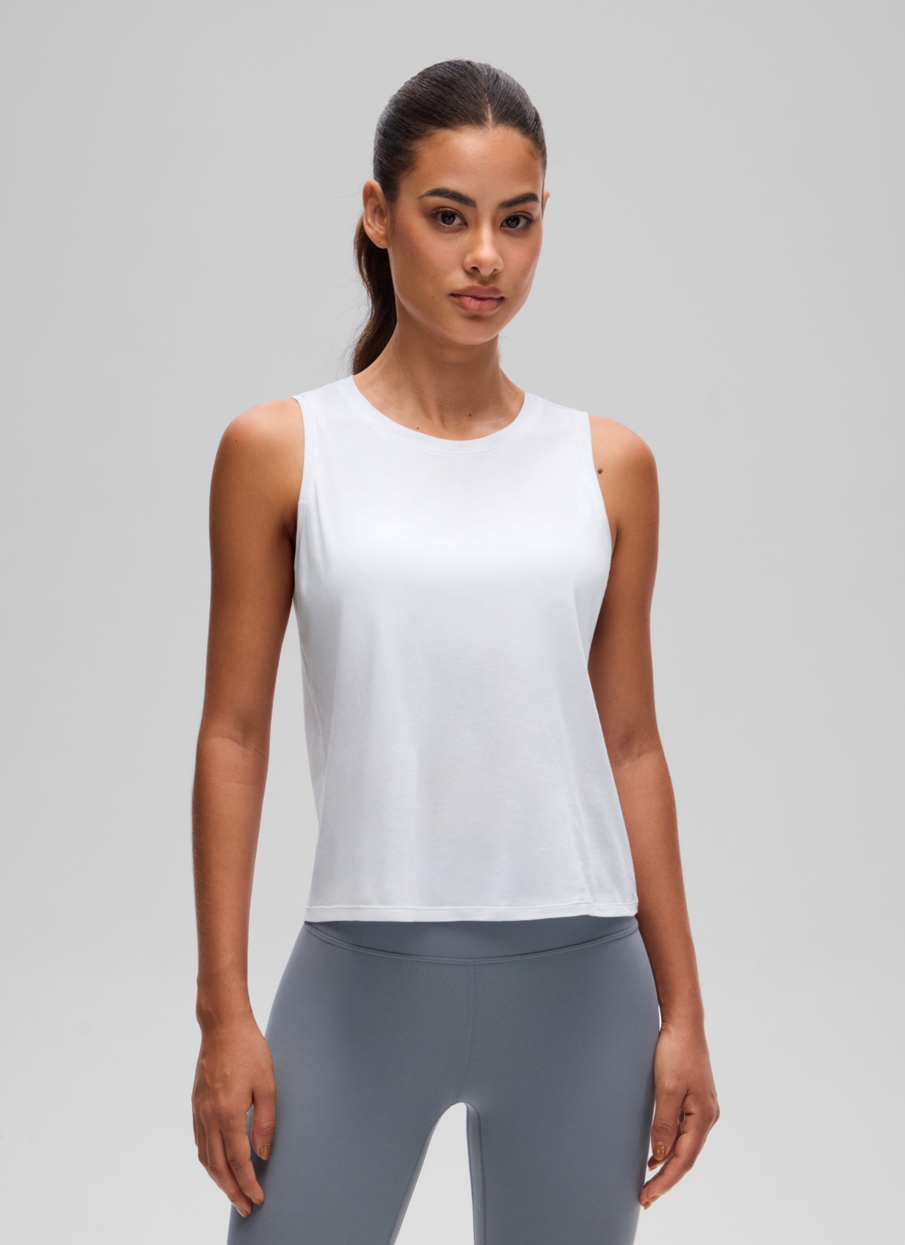 גופיית קרופ Pima Cotton Round Neck - לבן