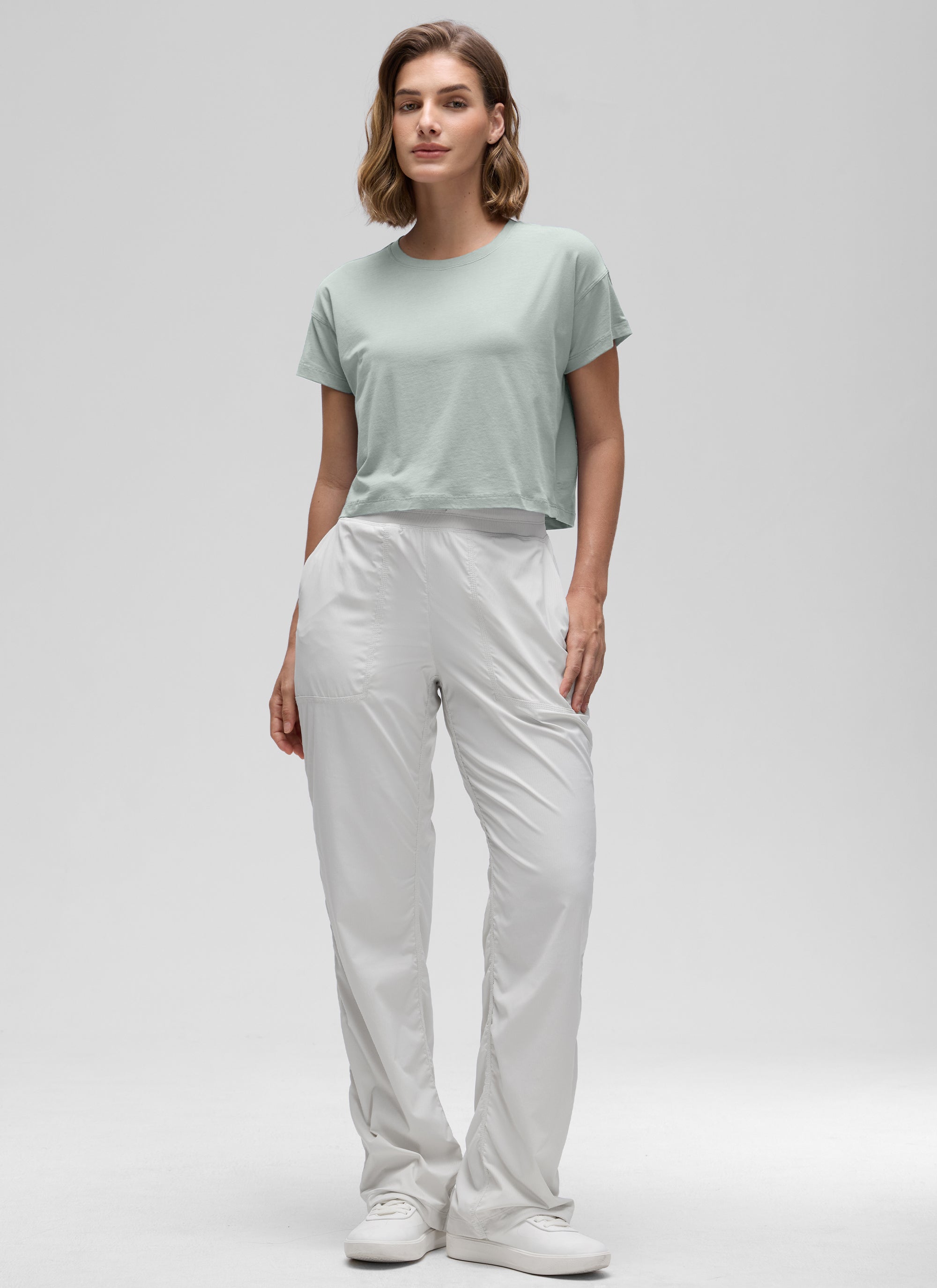 חולצת קרופ Pima Cotton Crew Neck - Jade Grey