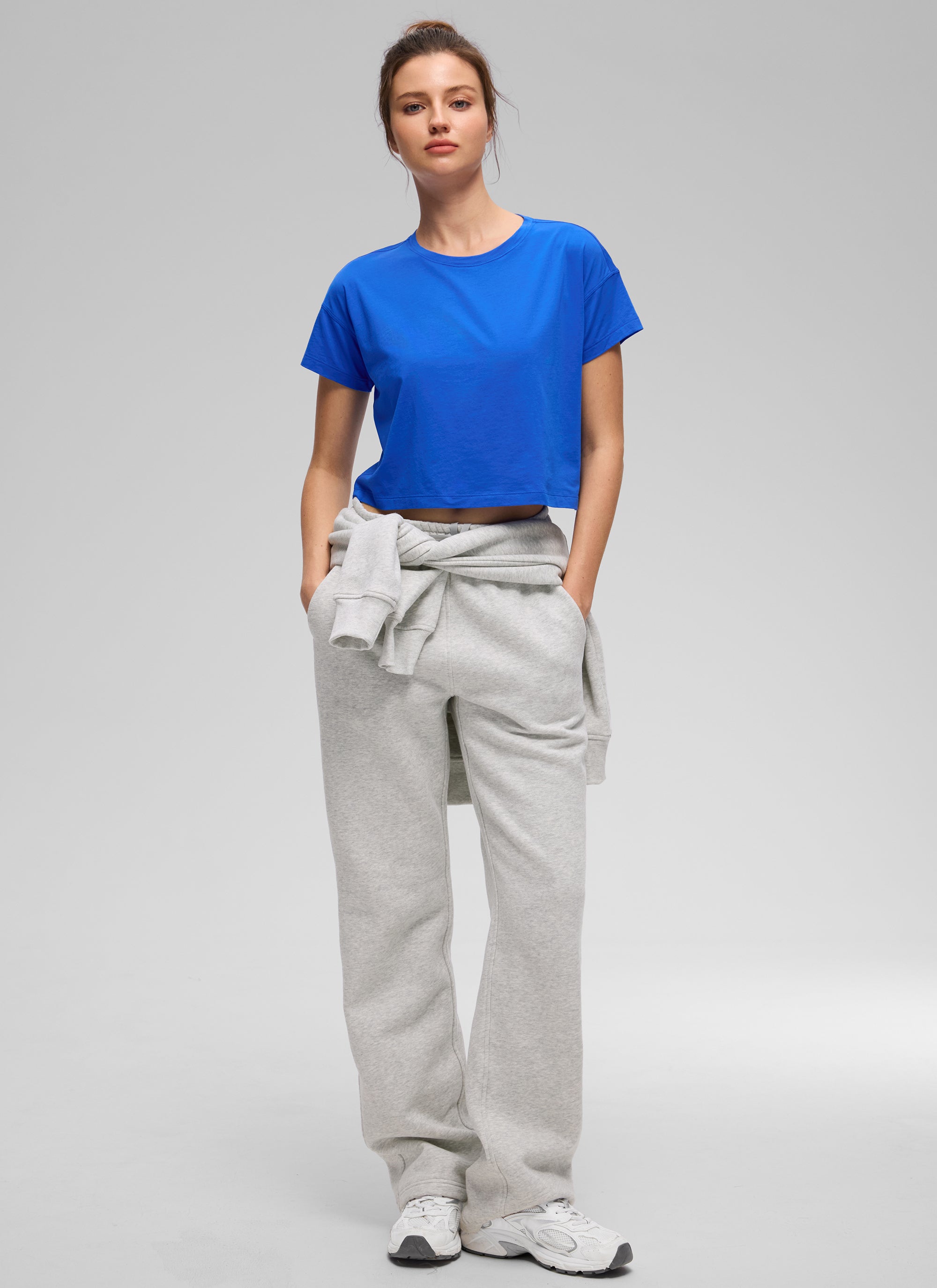 חולצת קרופ Pima Cotton Crew Neck - Strong Blue