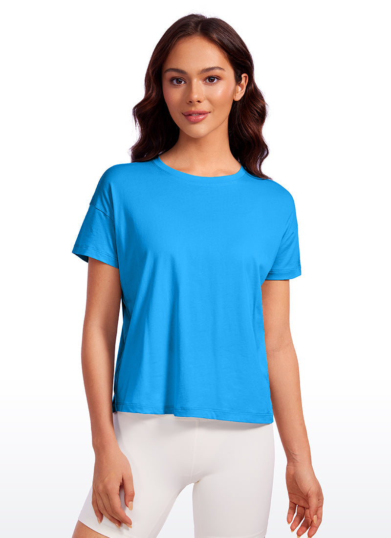 חולצה קצרה Pima Cotton רפויה - Madagascar Blue