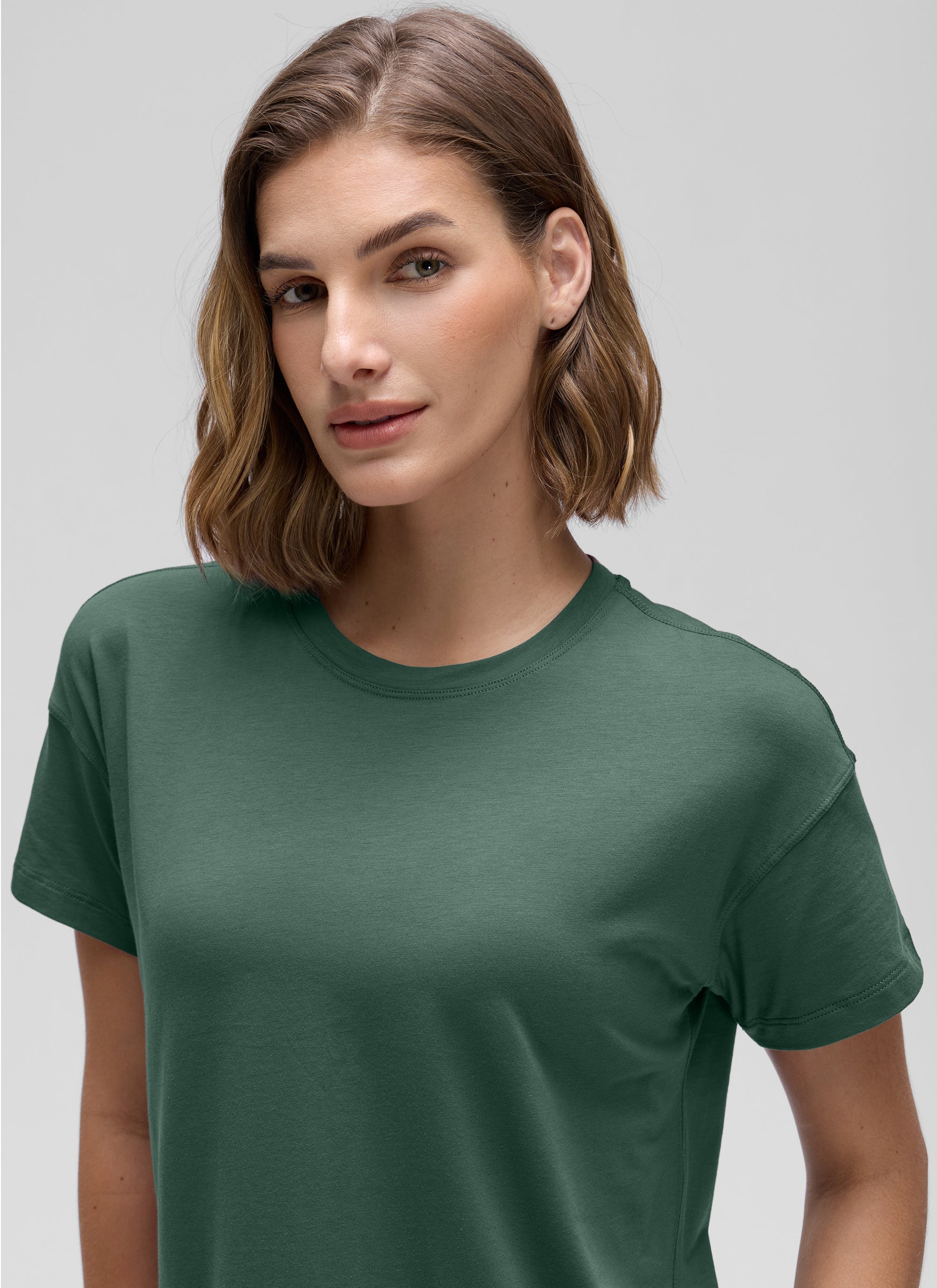 חולצה קצרה Pima Cotton רפויה - Graphite Green