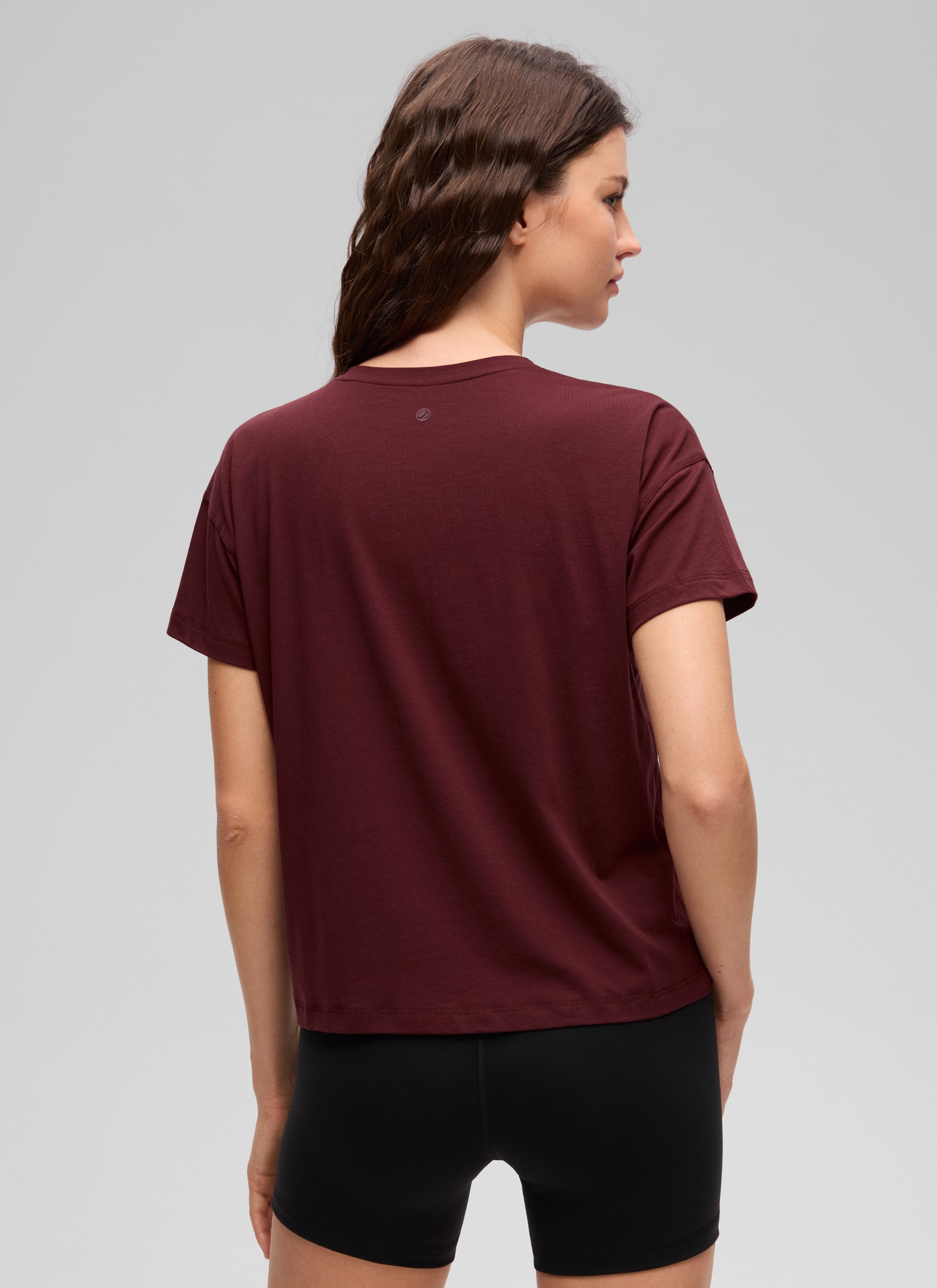 חולצה קצרה Pima Cotton רפויה - Red Merlot