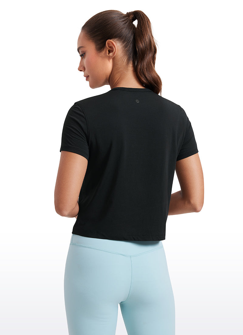 חולצת קרופ קצרה Pima Cotton Classic Fit - שחור