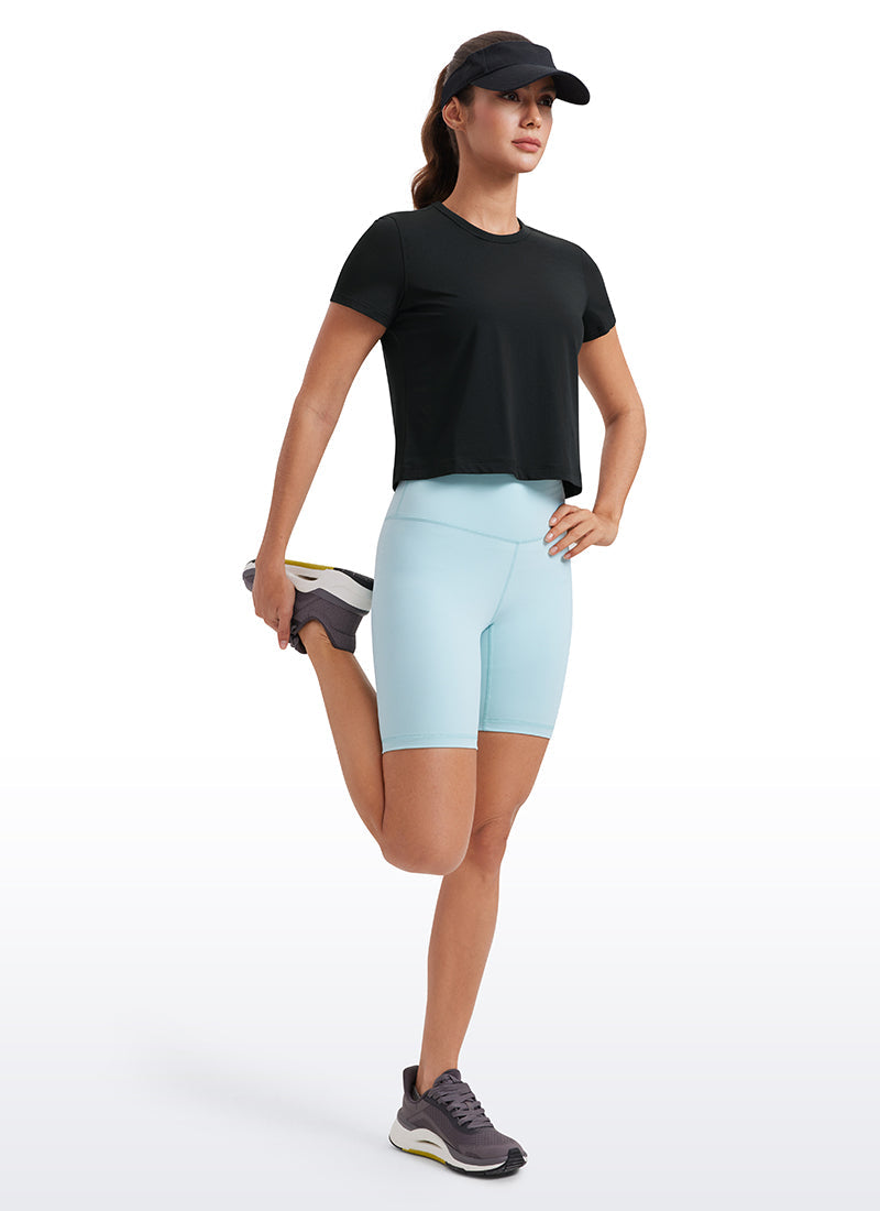 חולצת קרופ קצרה Pima Cotton Classic Fit - שחור