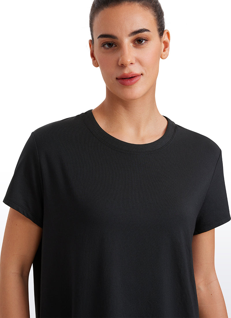 חולצה קצרה Flowy Yoga Crew Neck - שחור