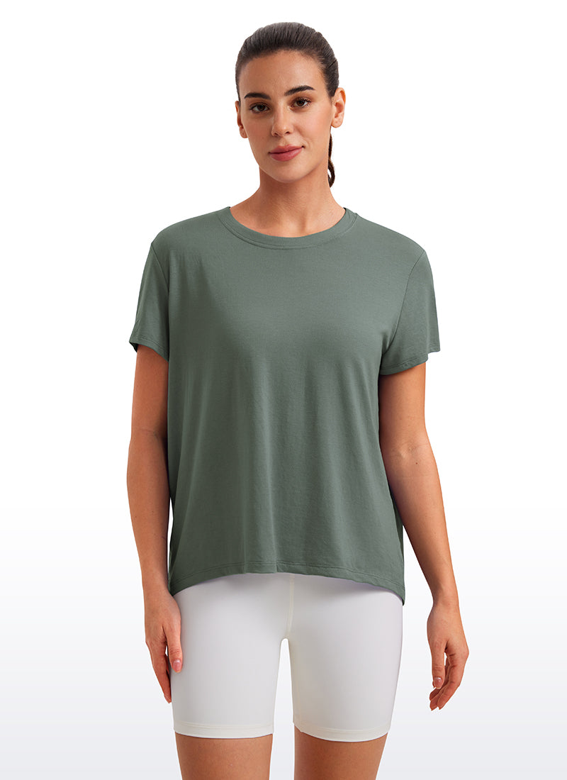 חולצה קצרה Flowy Yoga Crew Neck - מרווה