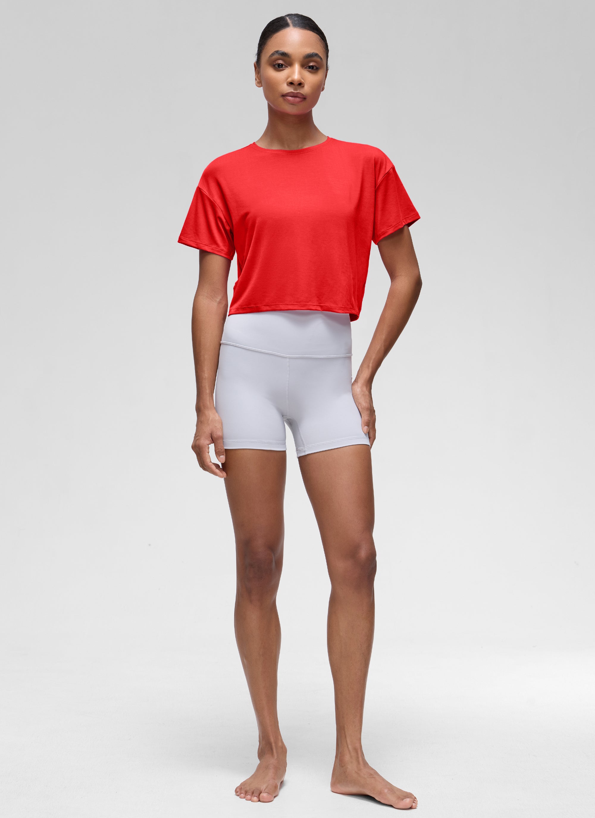 חולצת קרופ קצרה Open Back - Deep Red